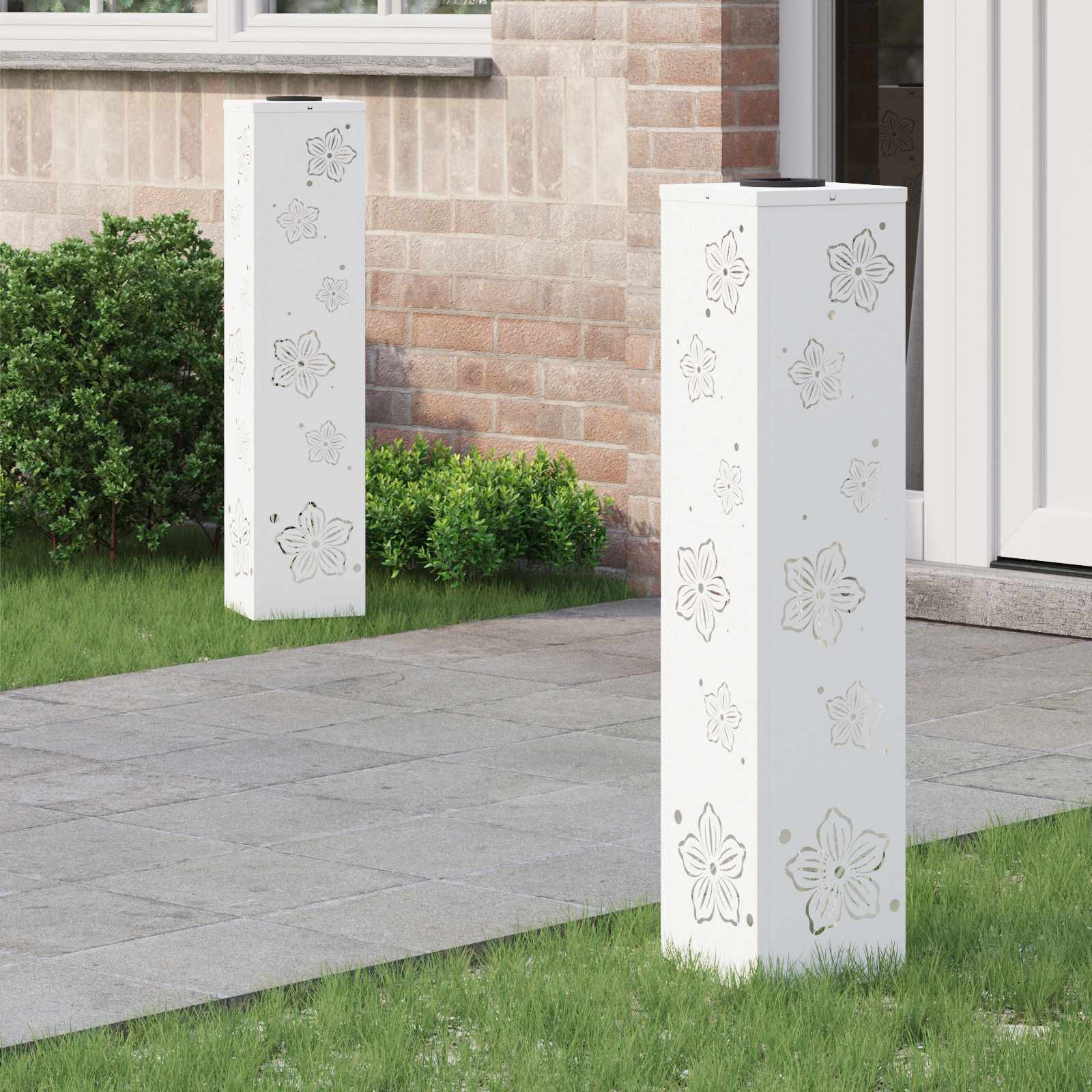 vidaXL Solar LED Weg Licht 2 pcs Warmes Weiß 18 x 18 x 80 cm