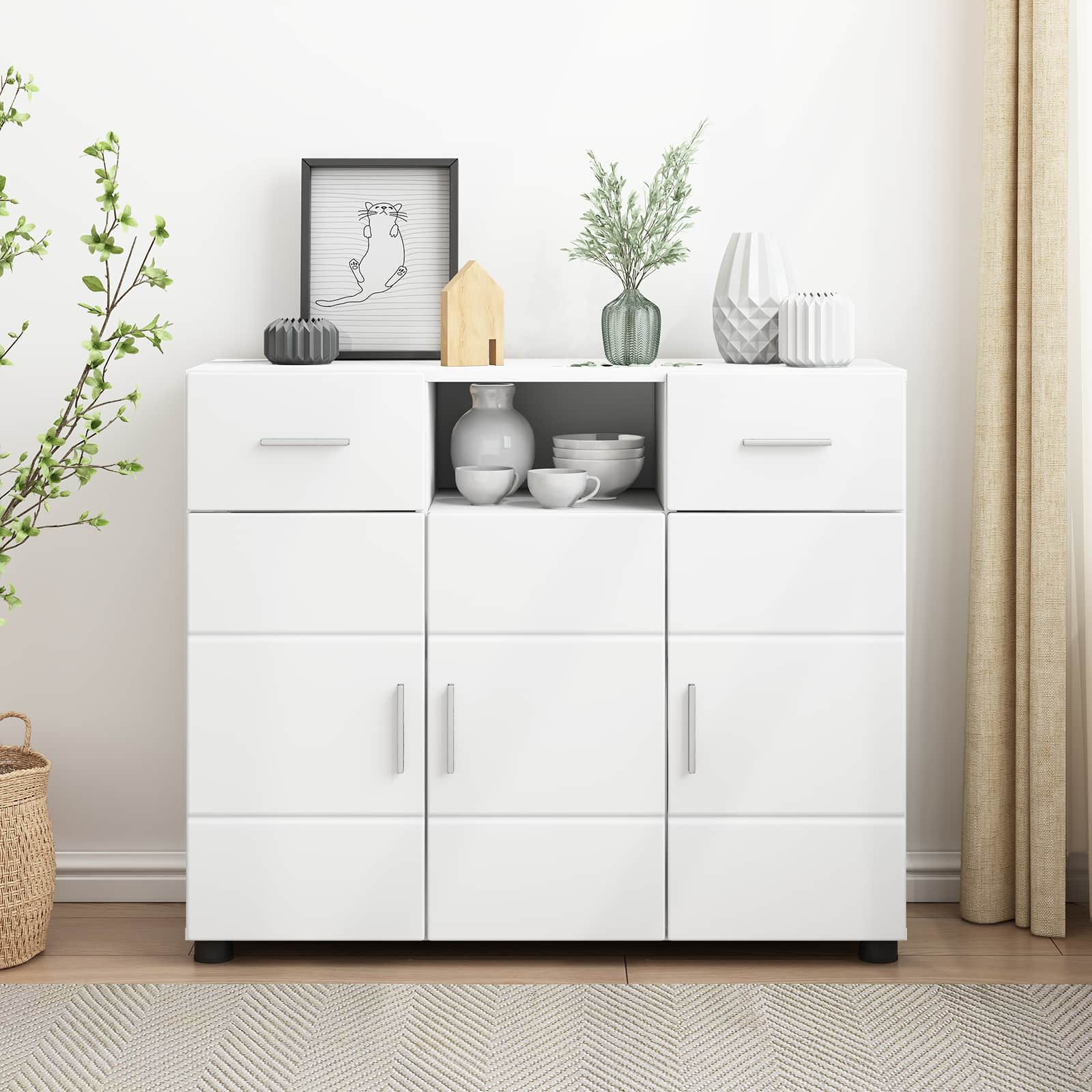 vidaXL Holzschrank mit Speicher Weiß 88,5 x 30,5 x 73 cm Holzwerkstoff