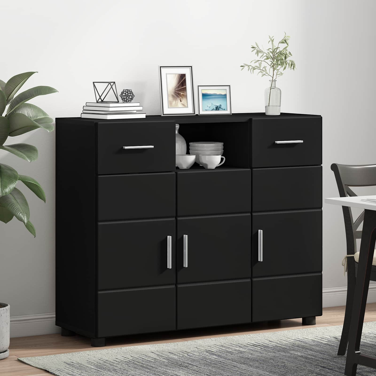 vidaXL Holzschrank Schwarz 88,5 x 30,5 x 73 cm Holzwerkstoff