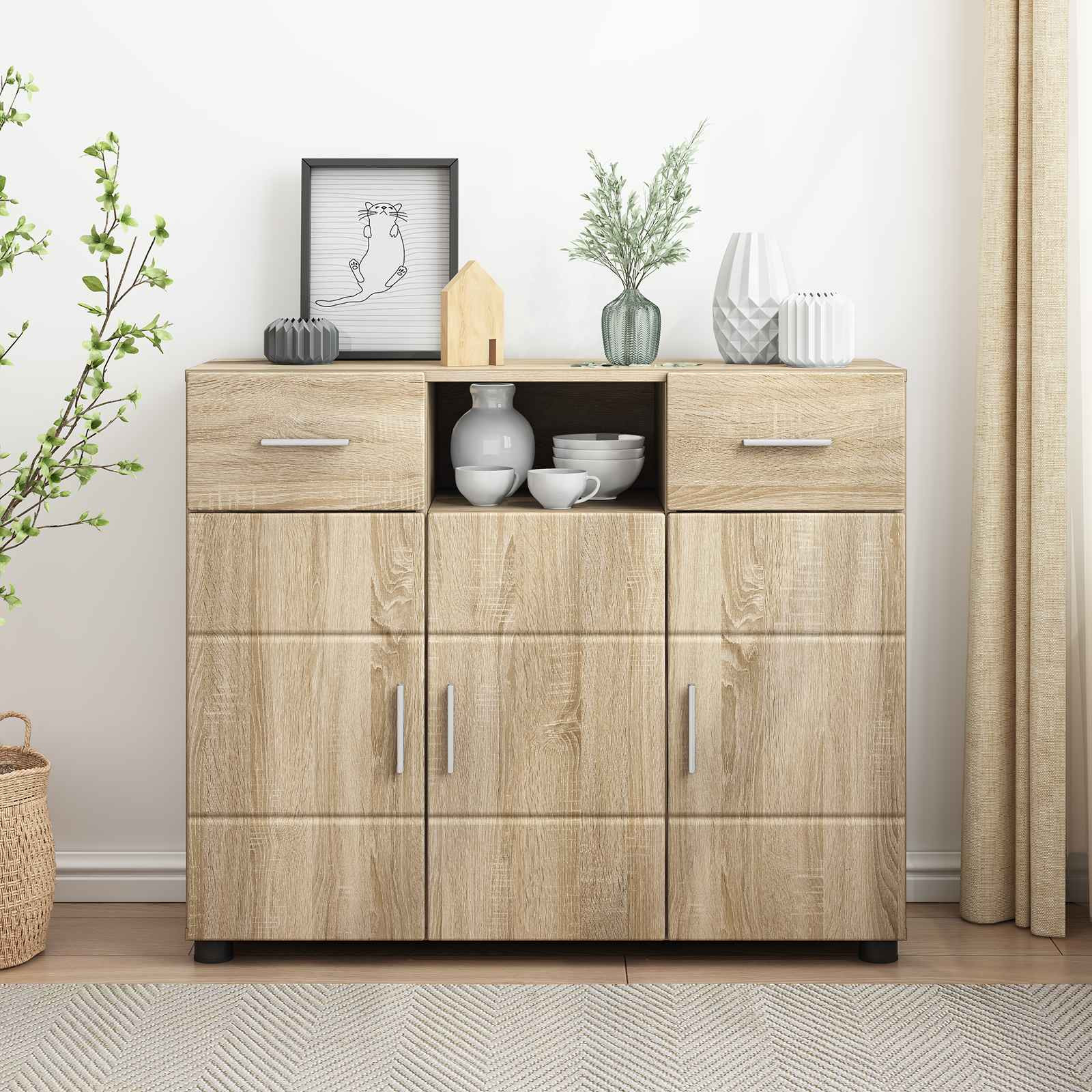 vidaXL Holzschrank Sonoma-Eiche 88,5 x 30,5 x 73 cm Holzwerkstoff