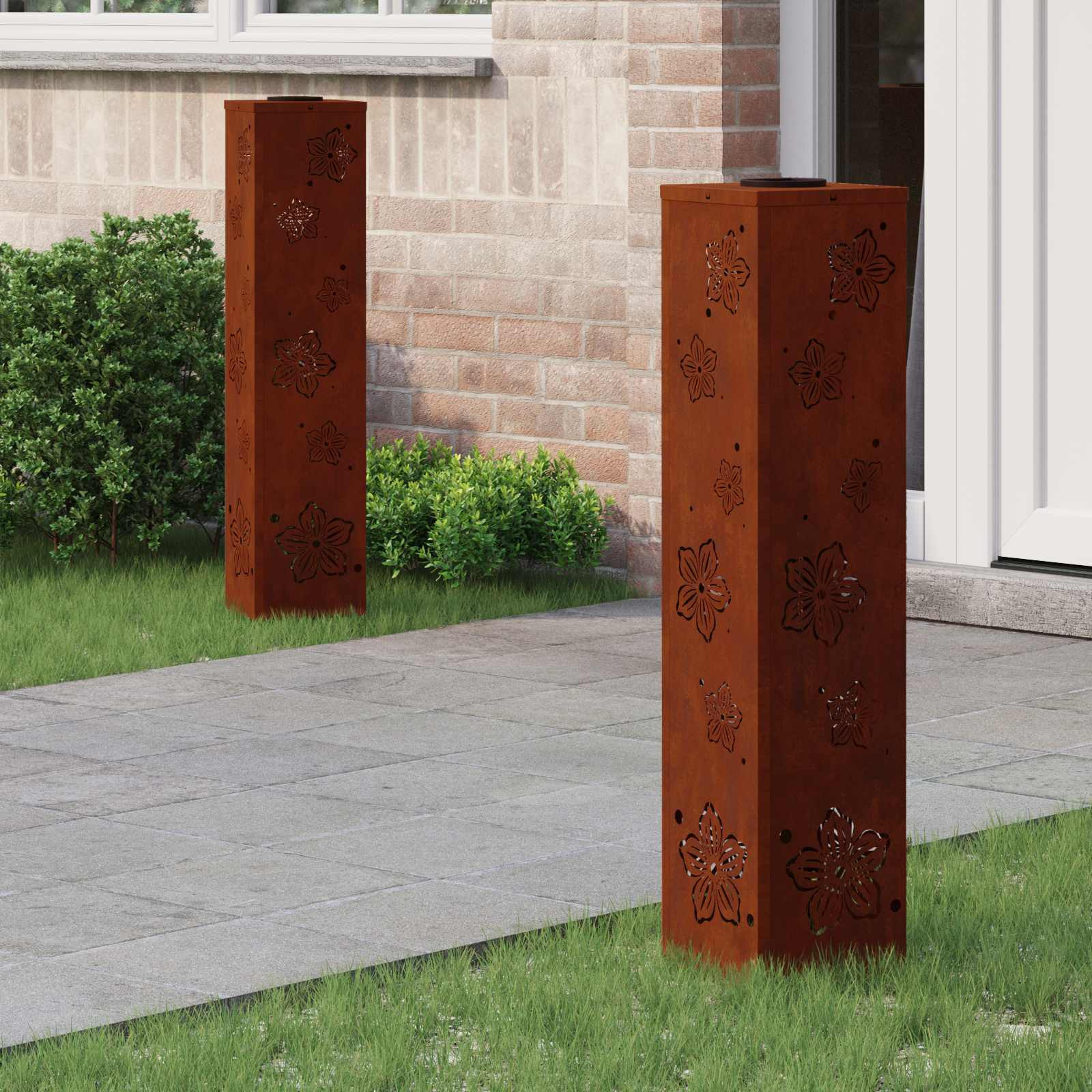 vidaXL Solar LED Weg Licht 2 pcs Warmes Weiß 18 x 18 x 80 cm