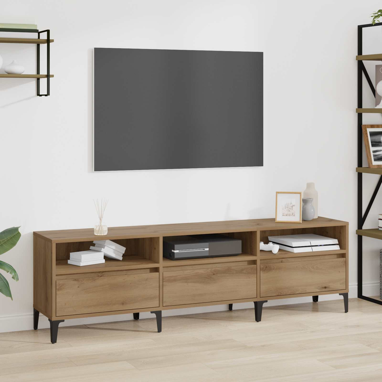 vidaXL TV-Schränk 150 x 30 x 45 cm Artisan-Eiche Verbundholz und Eisen