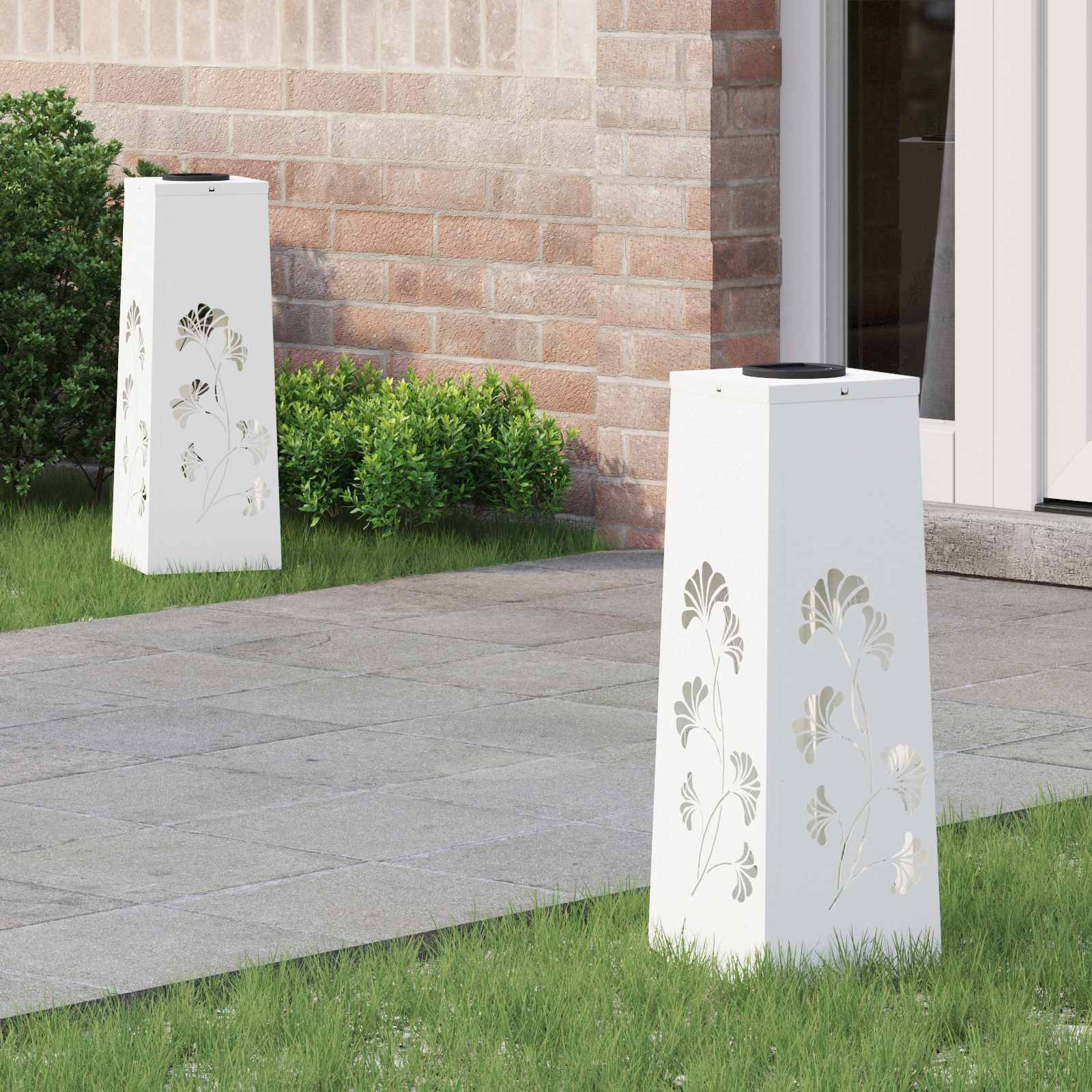 vidaXL Solar LED Weg Licht 2 pcs Warmes Weiß 18 x 18 x 50 cm