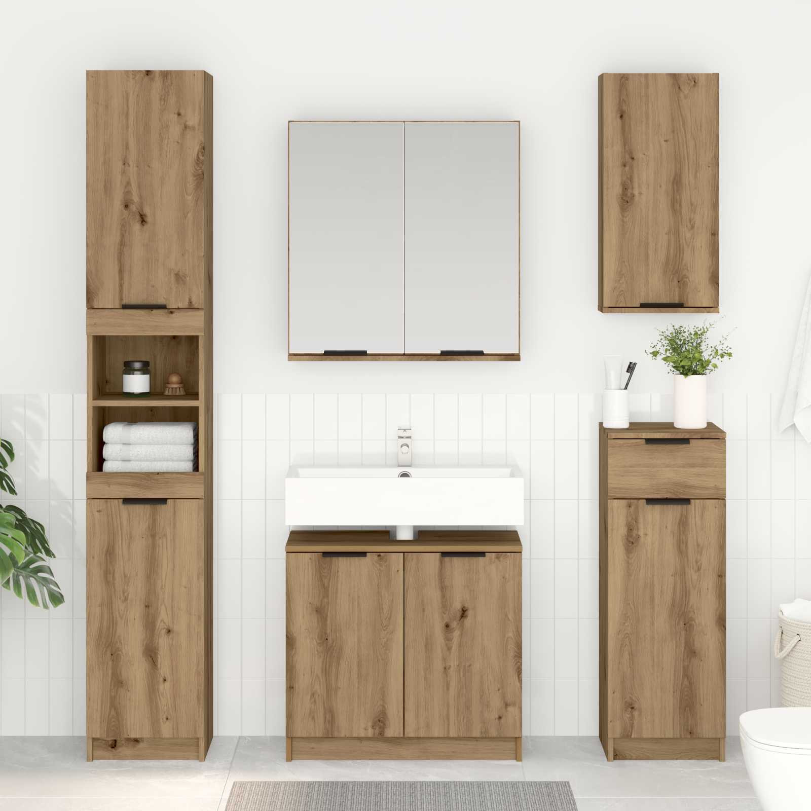 vidaXL Badezimmerschrank Artisan-Eiche 64,5 x 33,5 x 59 cm