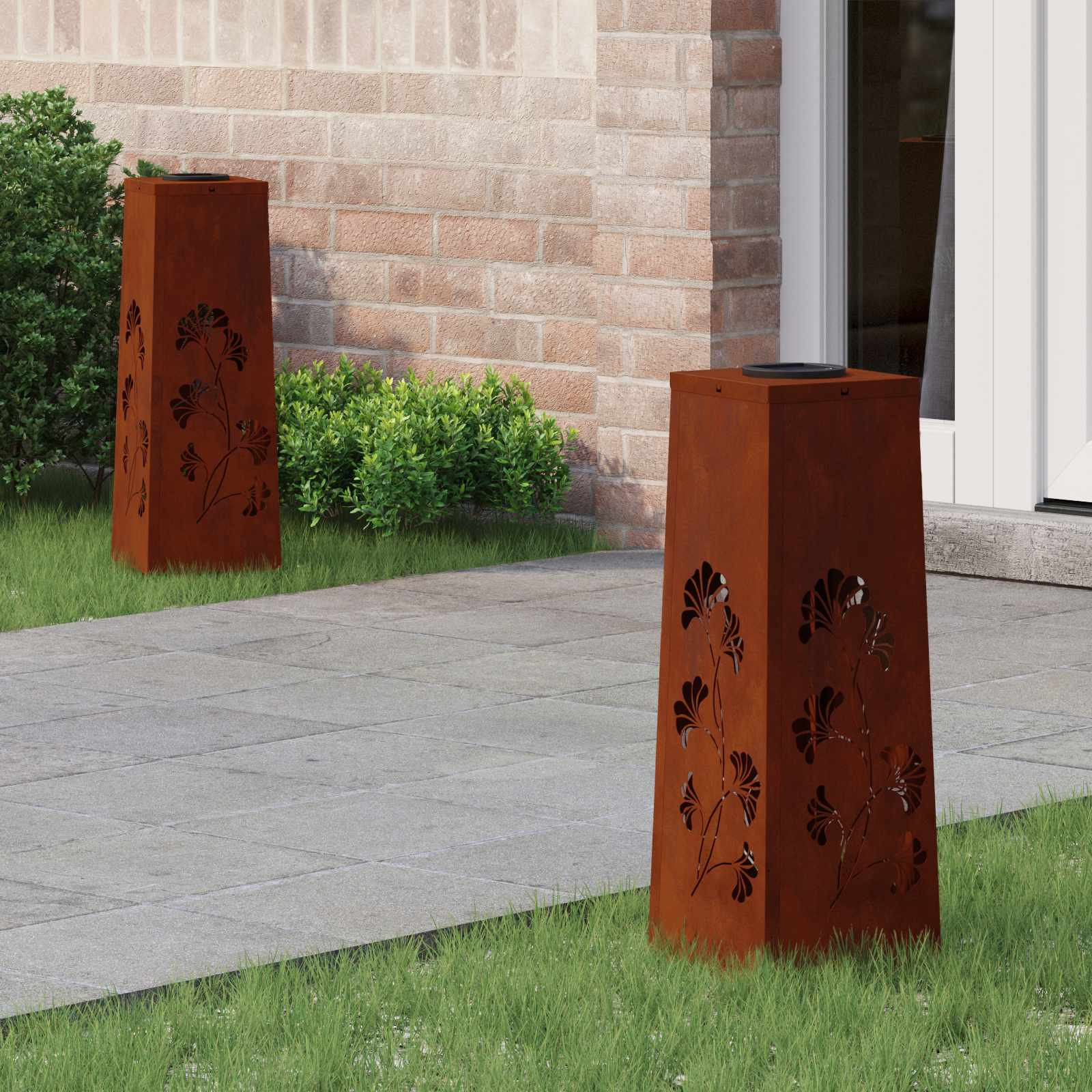 vidaXL Solar LED Weg Licht 2 pcs Warmes Weiß 18 x 18 x 50 cm