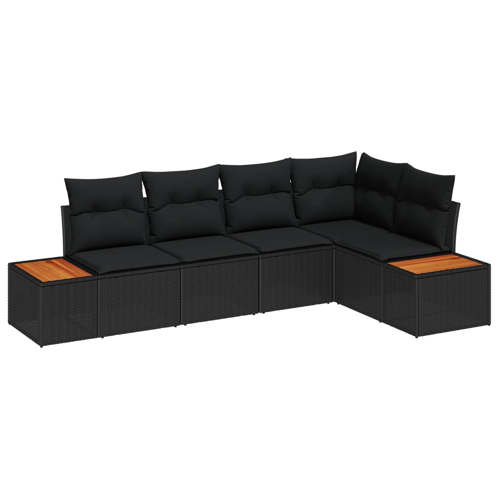 vidaXL Gartensofa-set mit Kissen 5 pcs Schwarz Poly Rattan