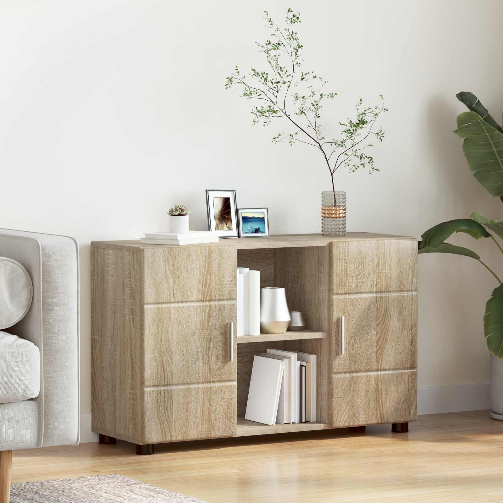vidaXL Sideboard mit Regal FLORIN Sonoma-Eiche 88,5 x 30,5 x 55,5 cm