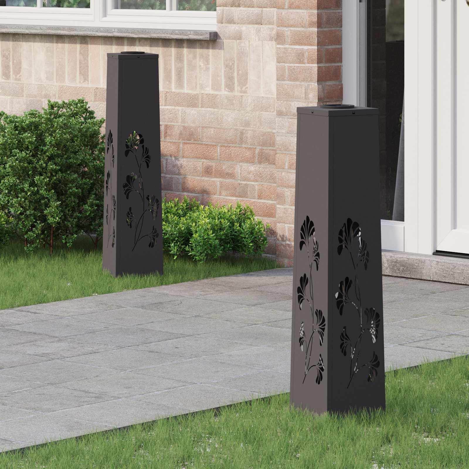 vidaXL Solar LED Weg Licht 2 pcs Warmes Weiß 18 x 18 x 80 cm