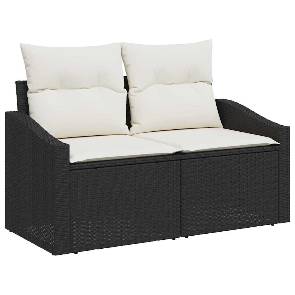 vidaXL Gartensofa-set mit Kissen 7 pcs Schwarz Poly-Rattan