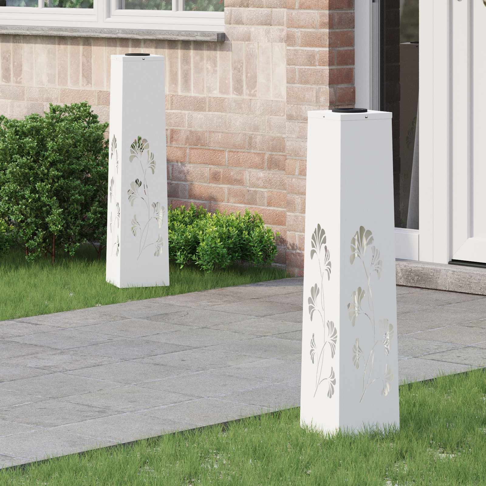 vidaXL Solar LED Weg Licht 2 pcs Warmes Weiß 18 x 18 x 80 cm