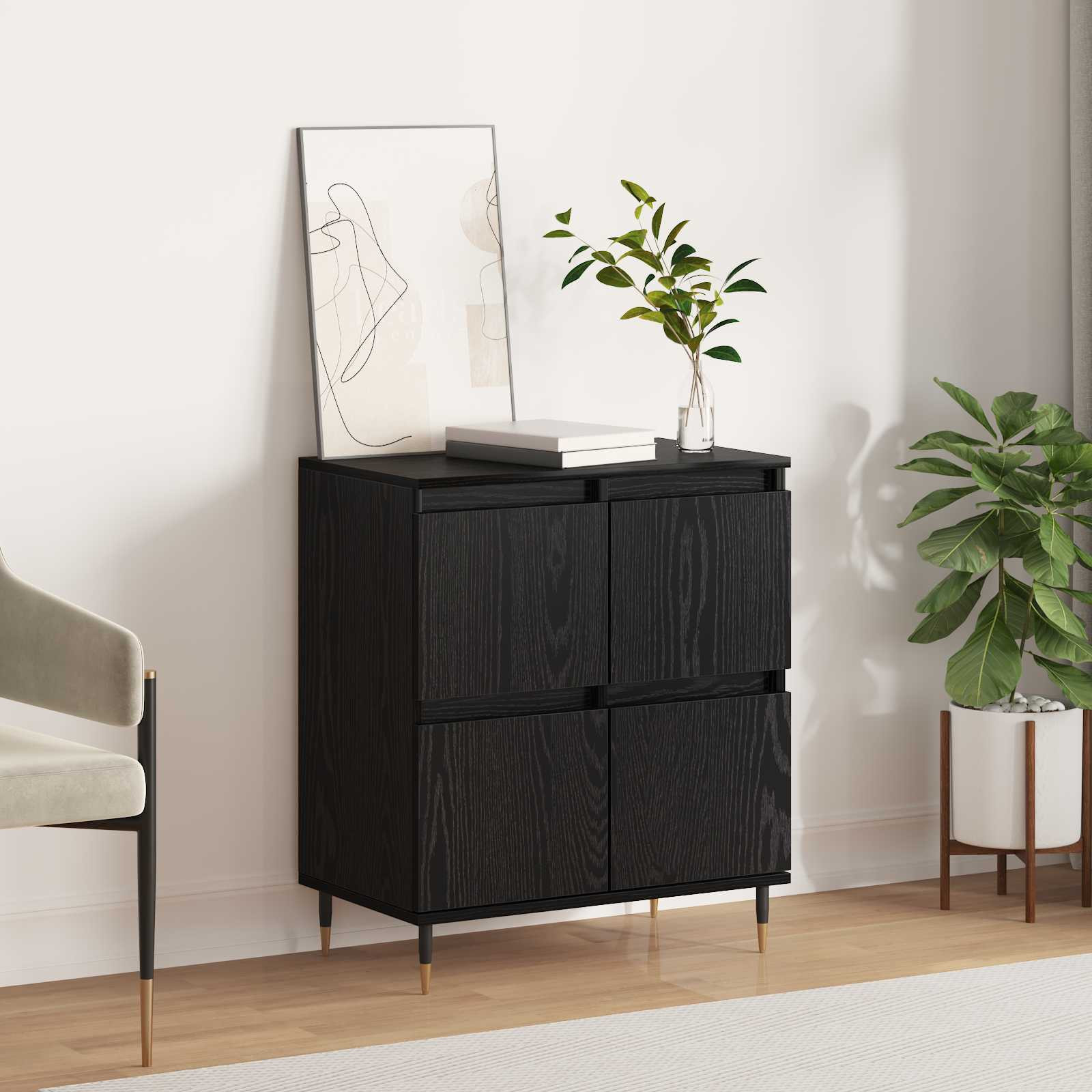 vidaXL Sideboard Schwarz Eichen-Optik 60 x 35 x 70 cm