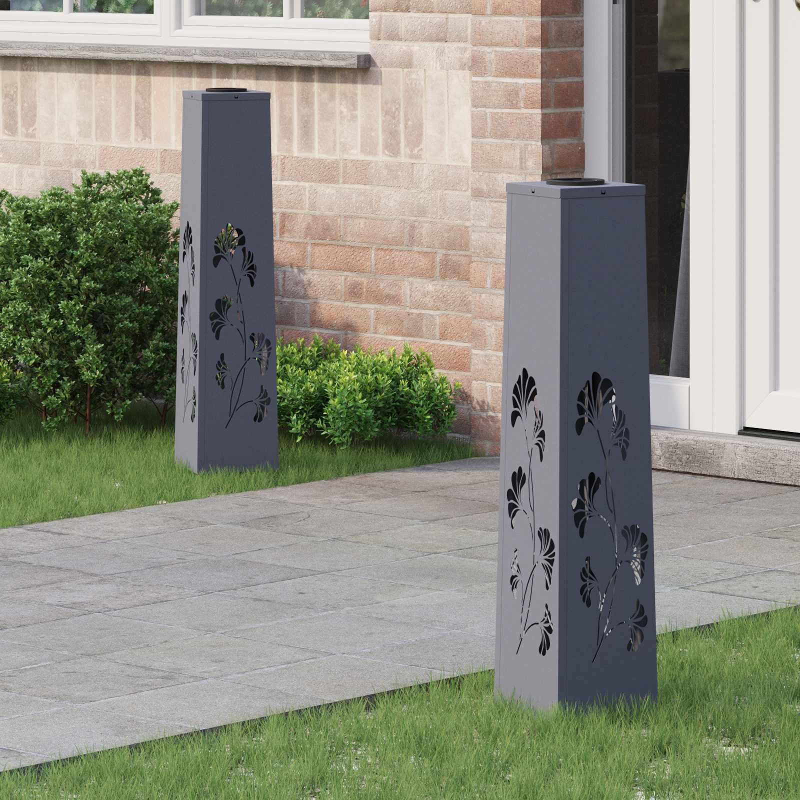 vidaXL Solar LED Weg Licht 2 pcs Warmes Weiß 18 x 18 x 80 cm