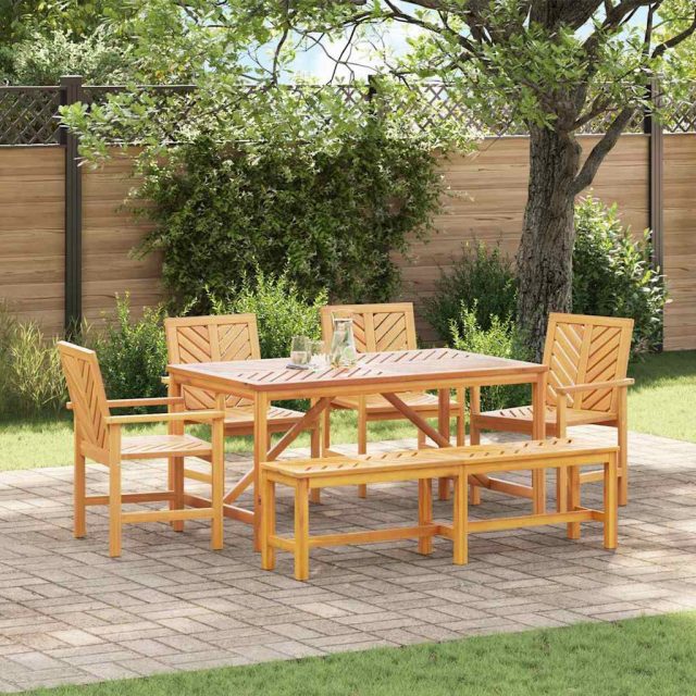 vidaXL Garten Essgruppe 6 Stk. Braun Massivholz Akazie