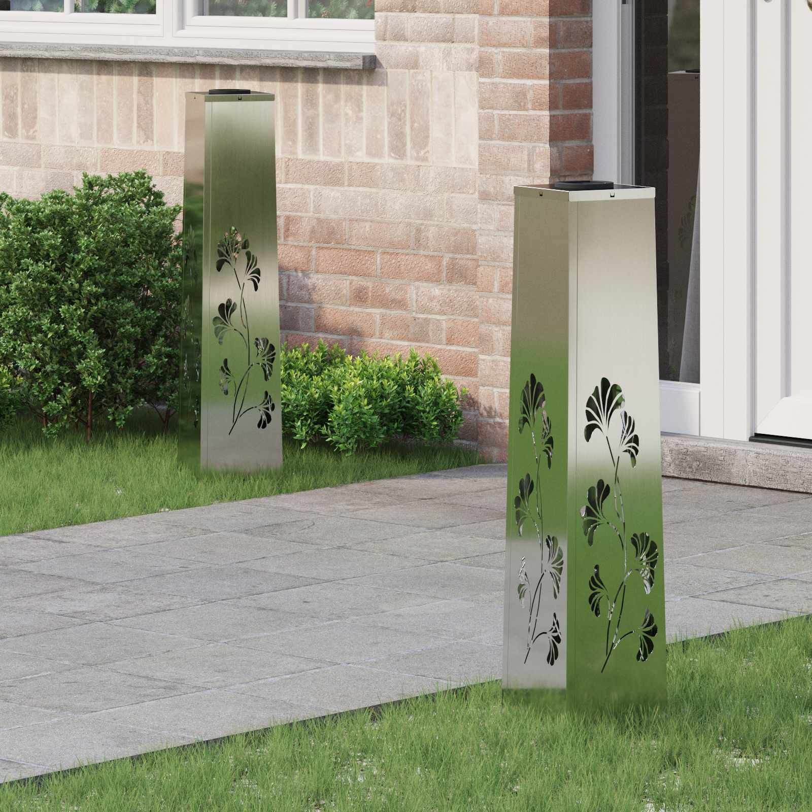 vidaXL Solar LED Weg Licht 2 pcs Warmes Weiß 18 x 18 x 80 cm