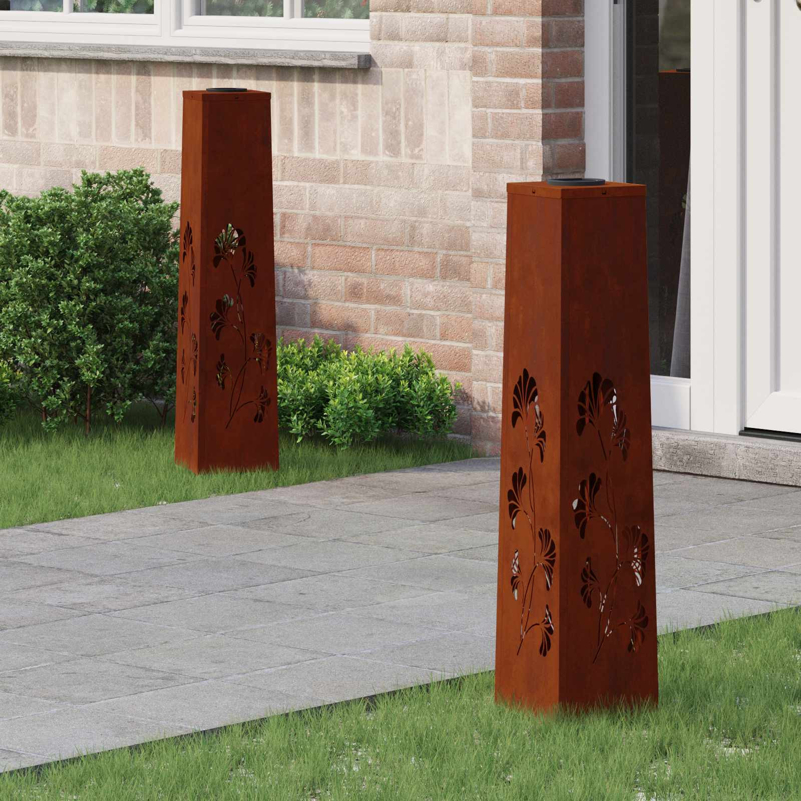 vidaXL Solar LED Weg Licht 2 pcs Warmes Weiß 18 x 18 x 80 cm