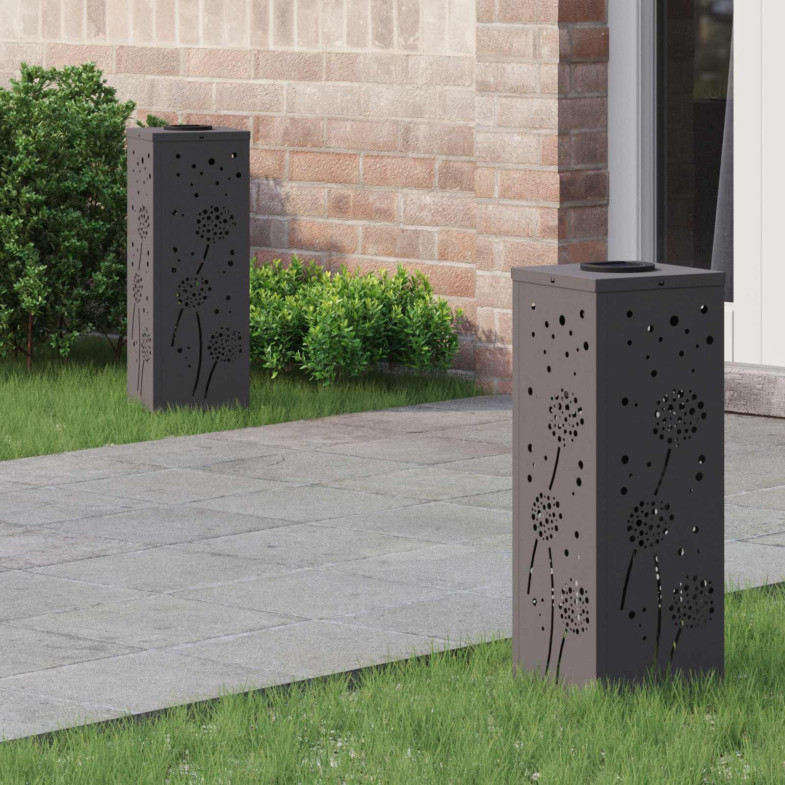 vidaXL Solar LED Weg Licht 2 pcs Warmes Weiß 18 x 18 x 50 cm