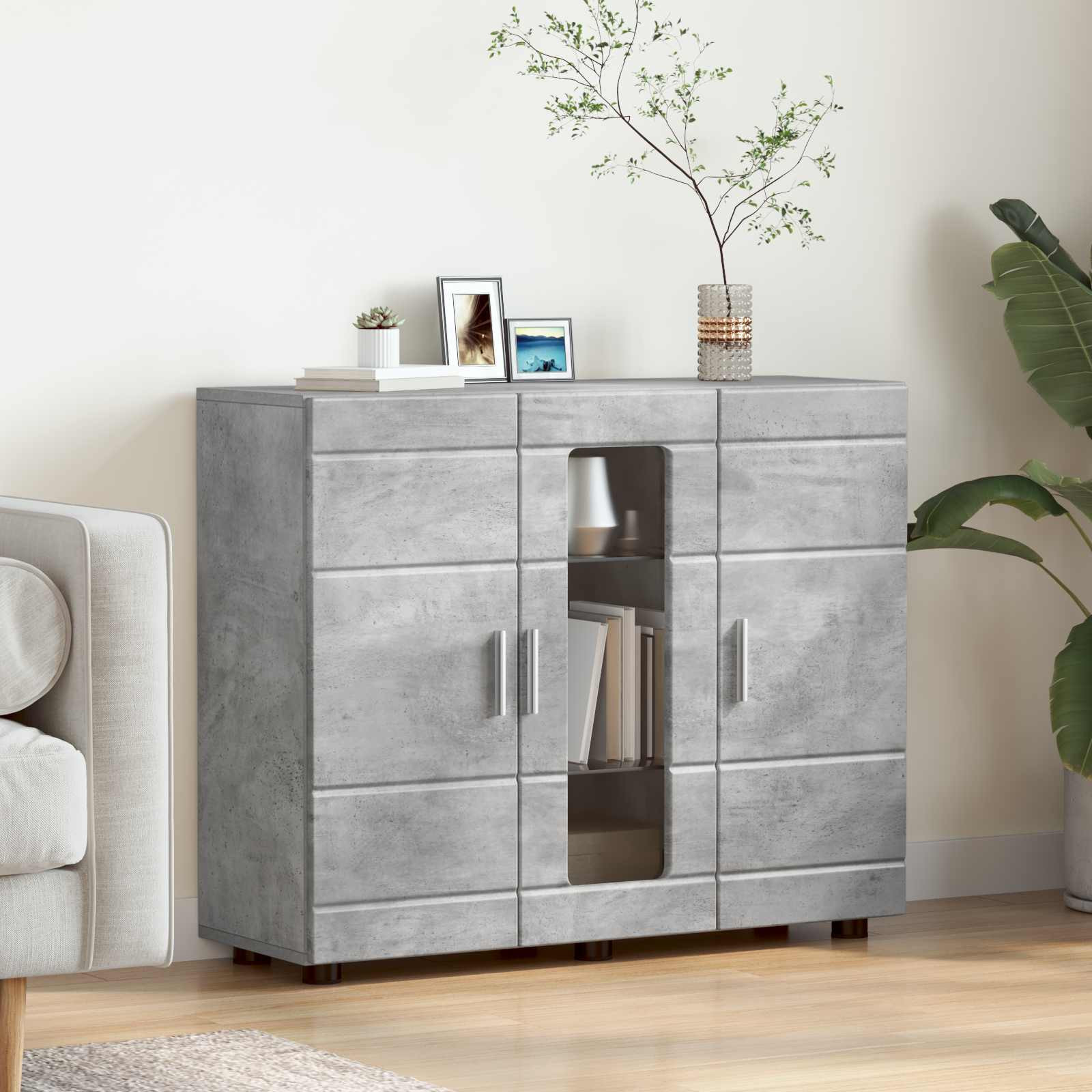 vidaXL Holzschrank Beton Grau 88,5 x 30,5 x 73 cm Holzwerkstoff