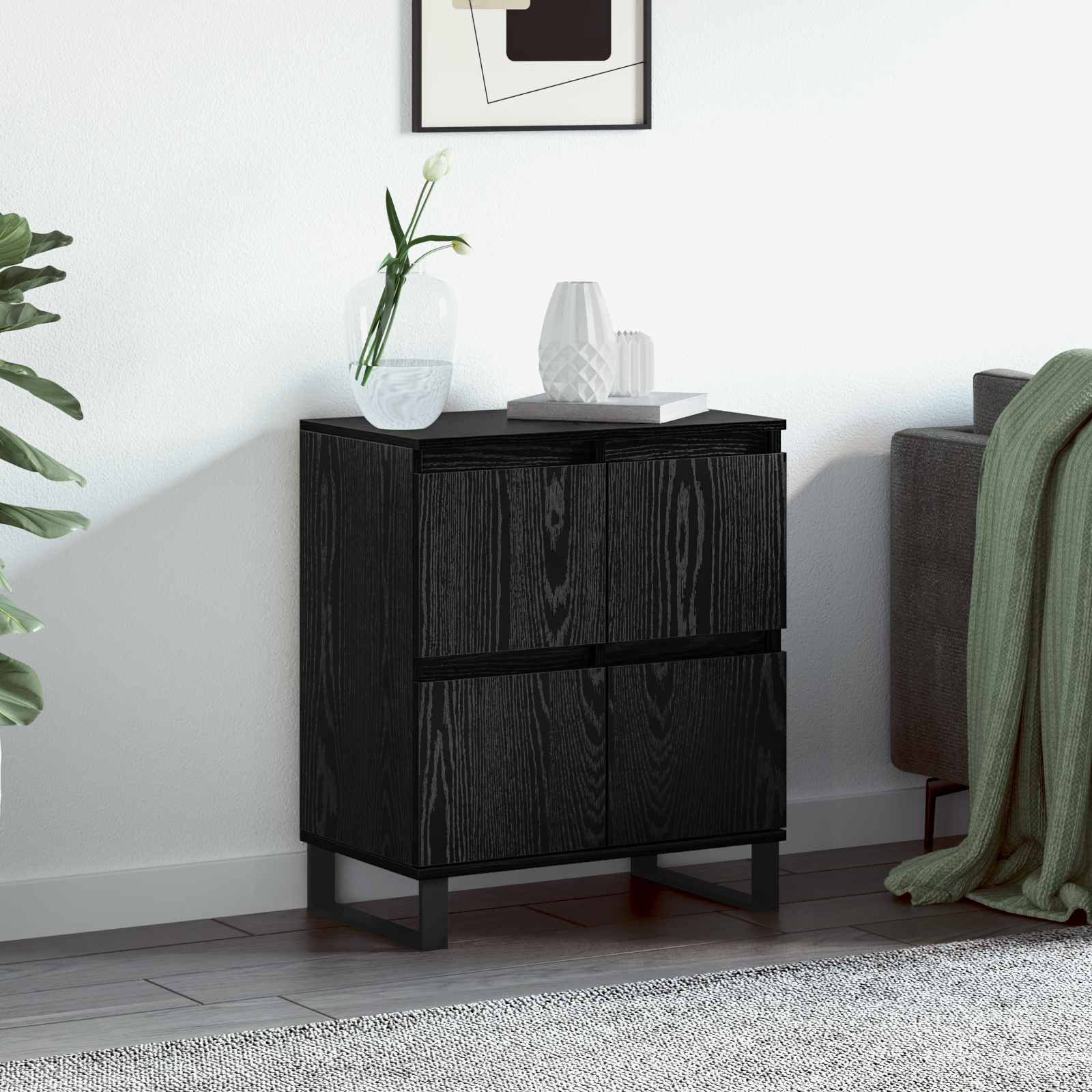 vidaXL Sideboard Schwarz Eichen-Optik 60 x 35 x 70 cm