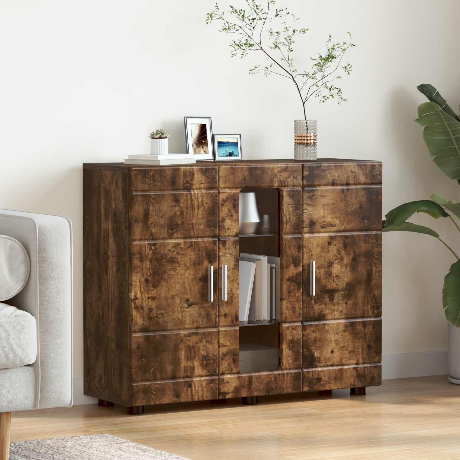 vidaXL Holzschrank Geräucherte Eiche 88,5 x 30,5 x 73 cm Holzwerkstoff