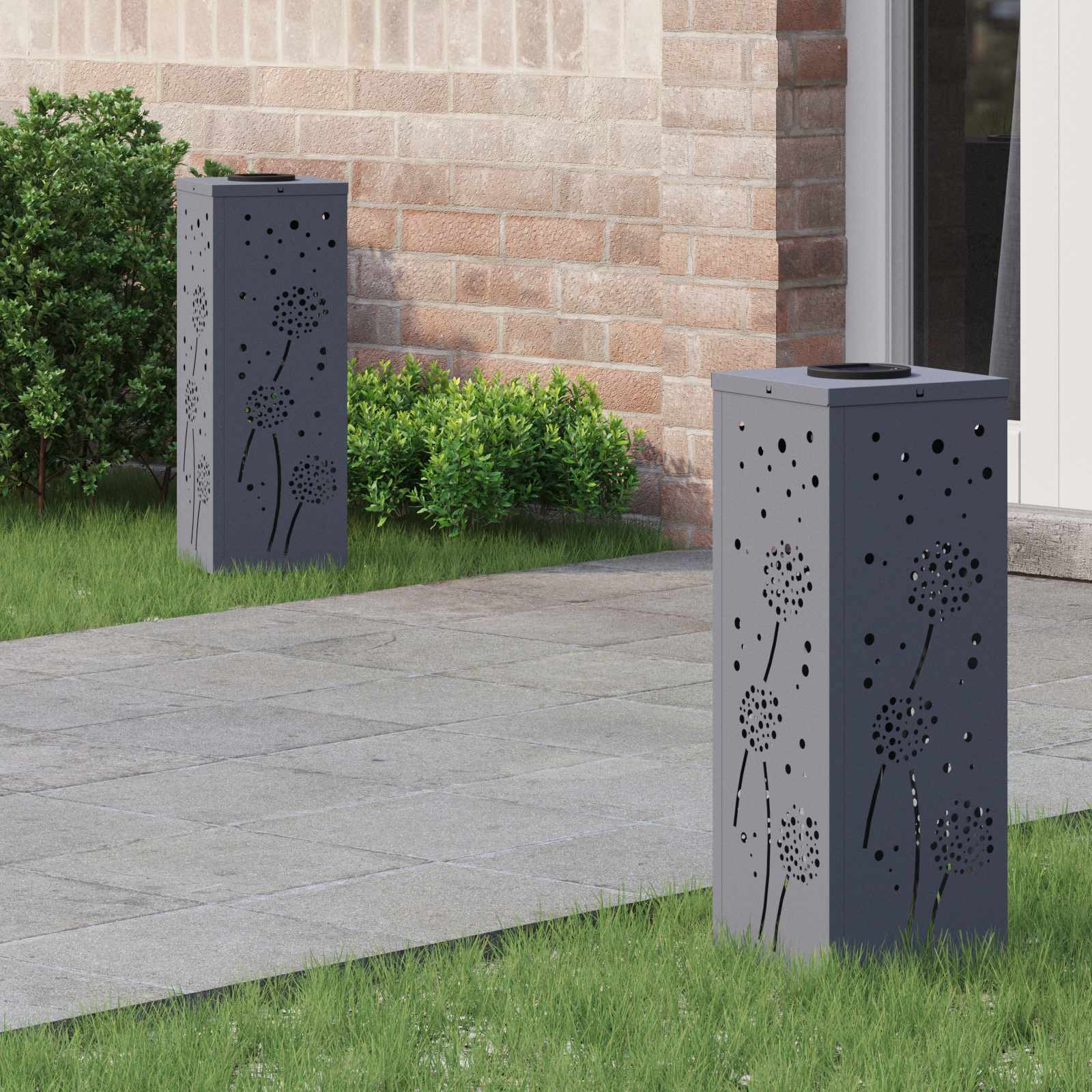 vidaXL Solar LED Weg Licht 2 pcs Warmes Weiß 18 x 18 x 50 cm
