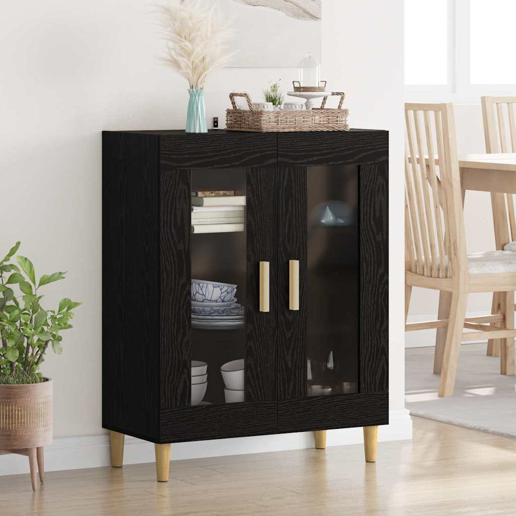 vidaXL Sideboard Schwarz Eichen-Optik 69,5 x 34 x 90 cm Holzwerkstoff