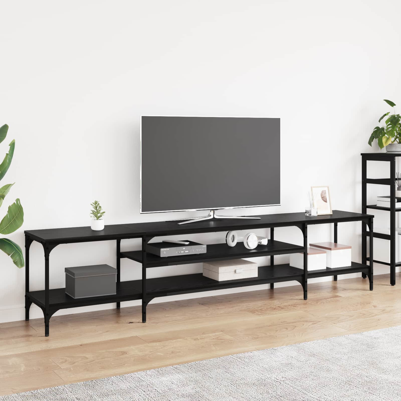 vidaXL TV-Schränk Schwarz Eichen-Optik 201 x 35 x 45 cm