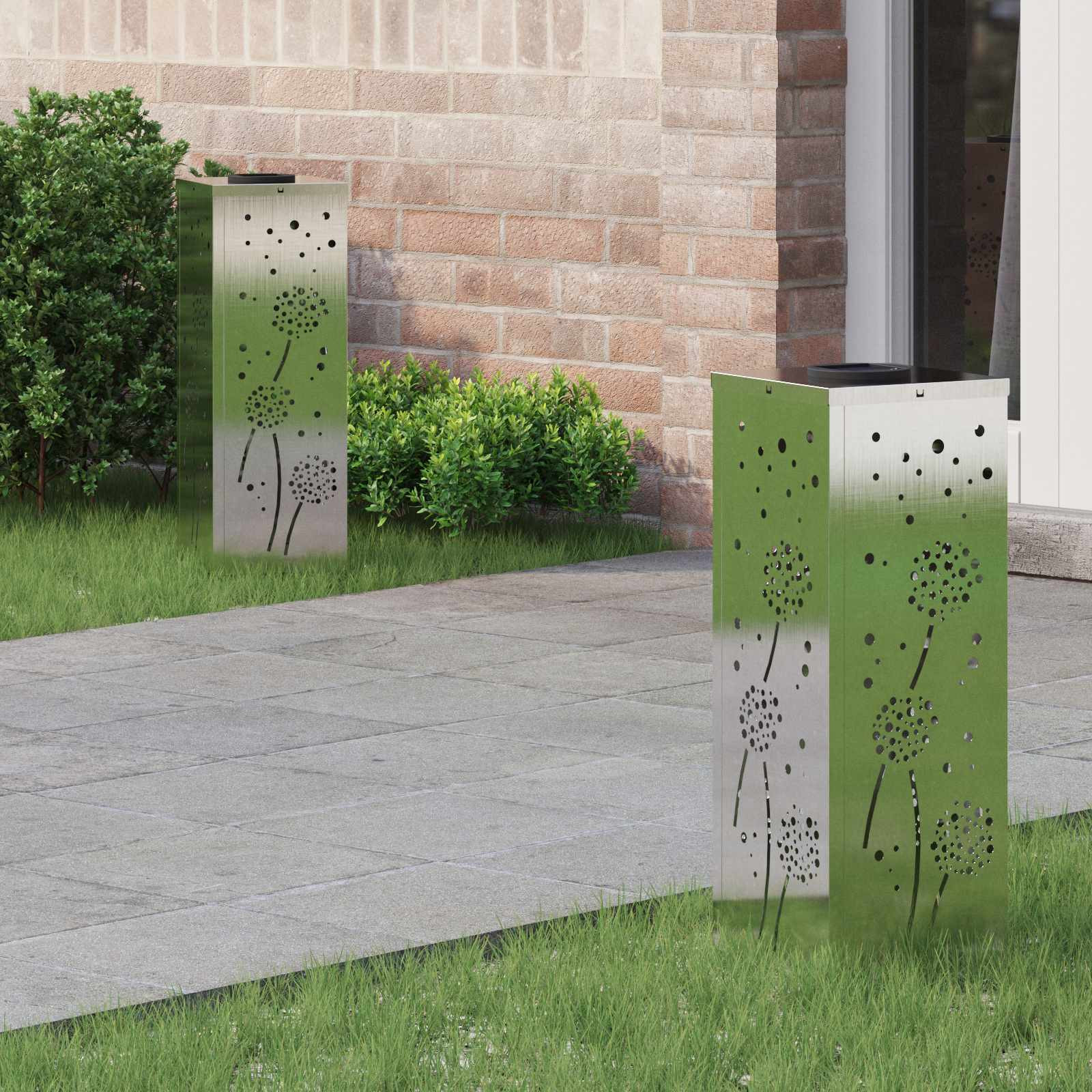 vidaXL Solar LED Weg Licht 2 pcs Warmes Weiß 18 x 18 x 50 cm Edelstahl