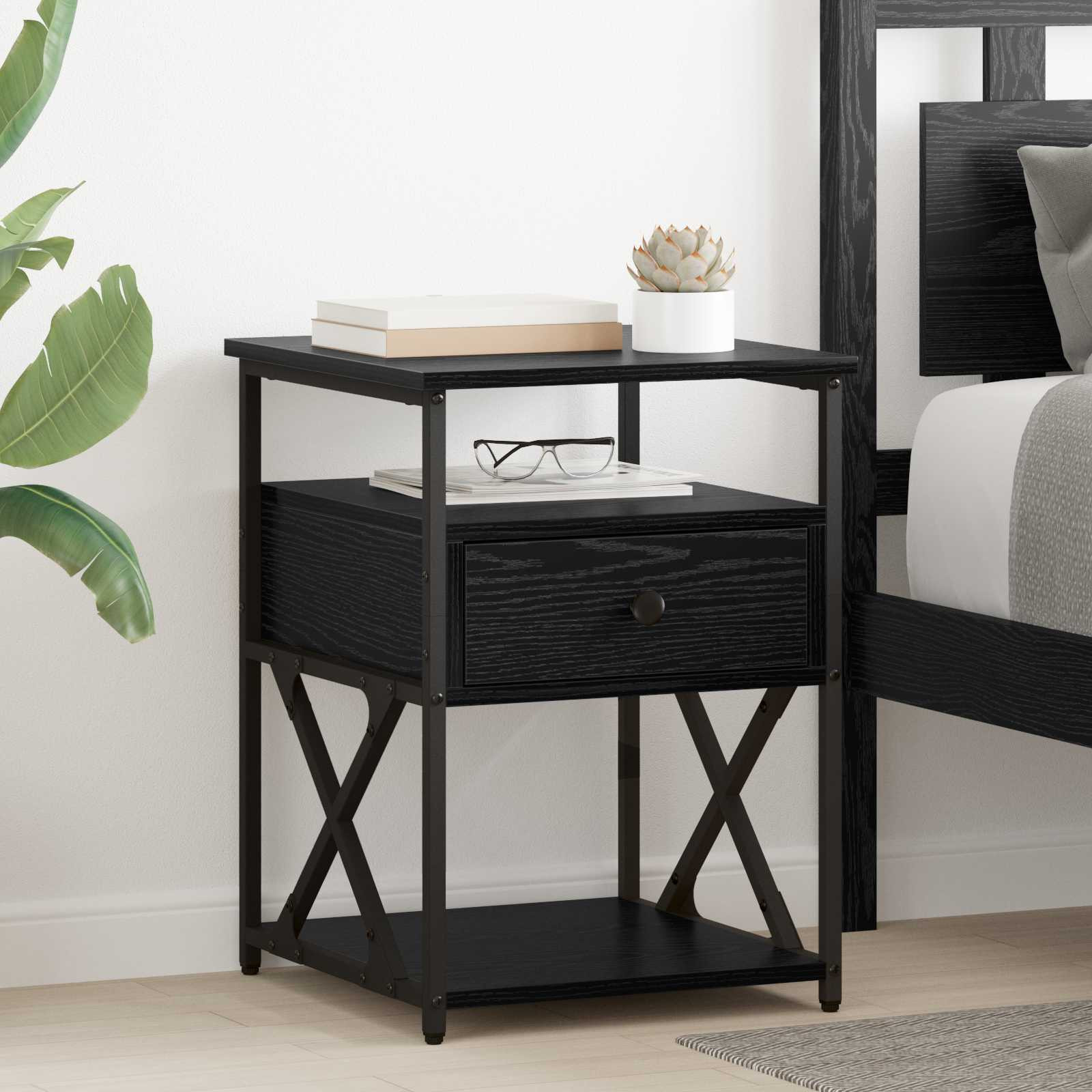 vidaXL Nachttisch Schwarz Eichen-Optik 40 x 42 x 55 cm Holzwerkstoff