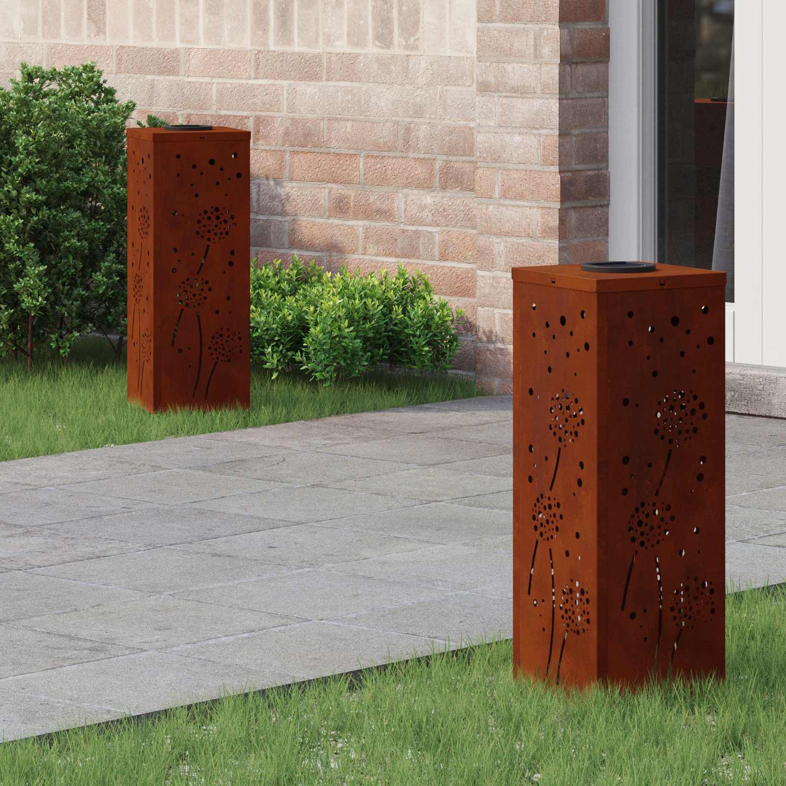 vidaXL Solar LED Weg Licht 2 pcs Warmes Weiß 18 x 18 x 50 cm