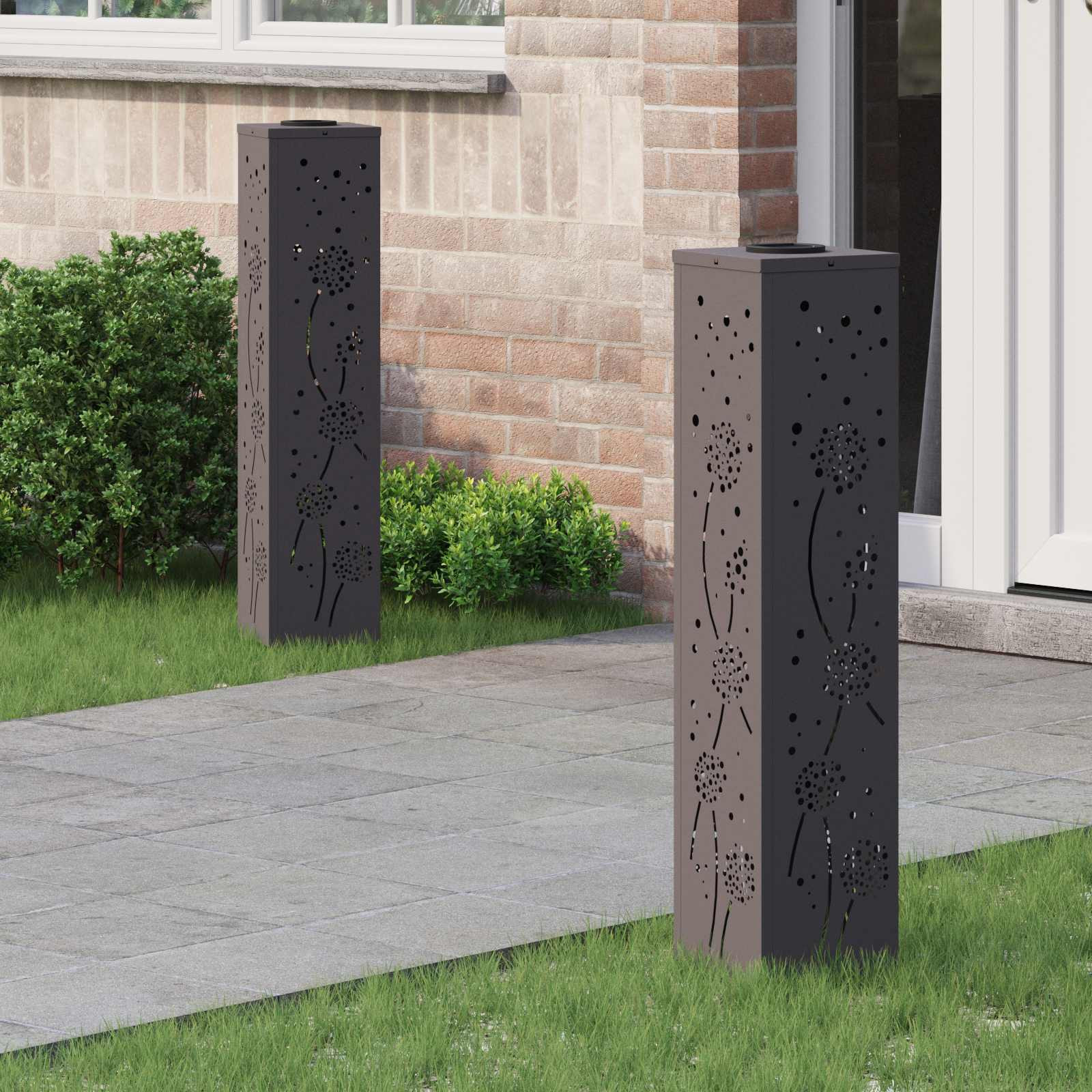 vidaXL Solar LED Weg Licht 2 pcs Warmes Weiß 18 x 18 x 80 cm