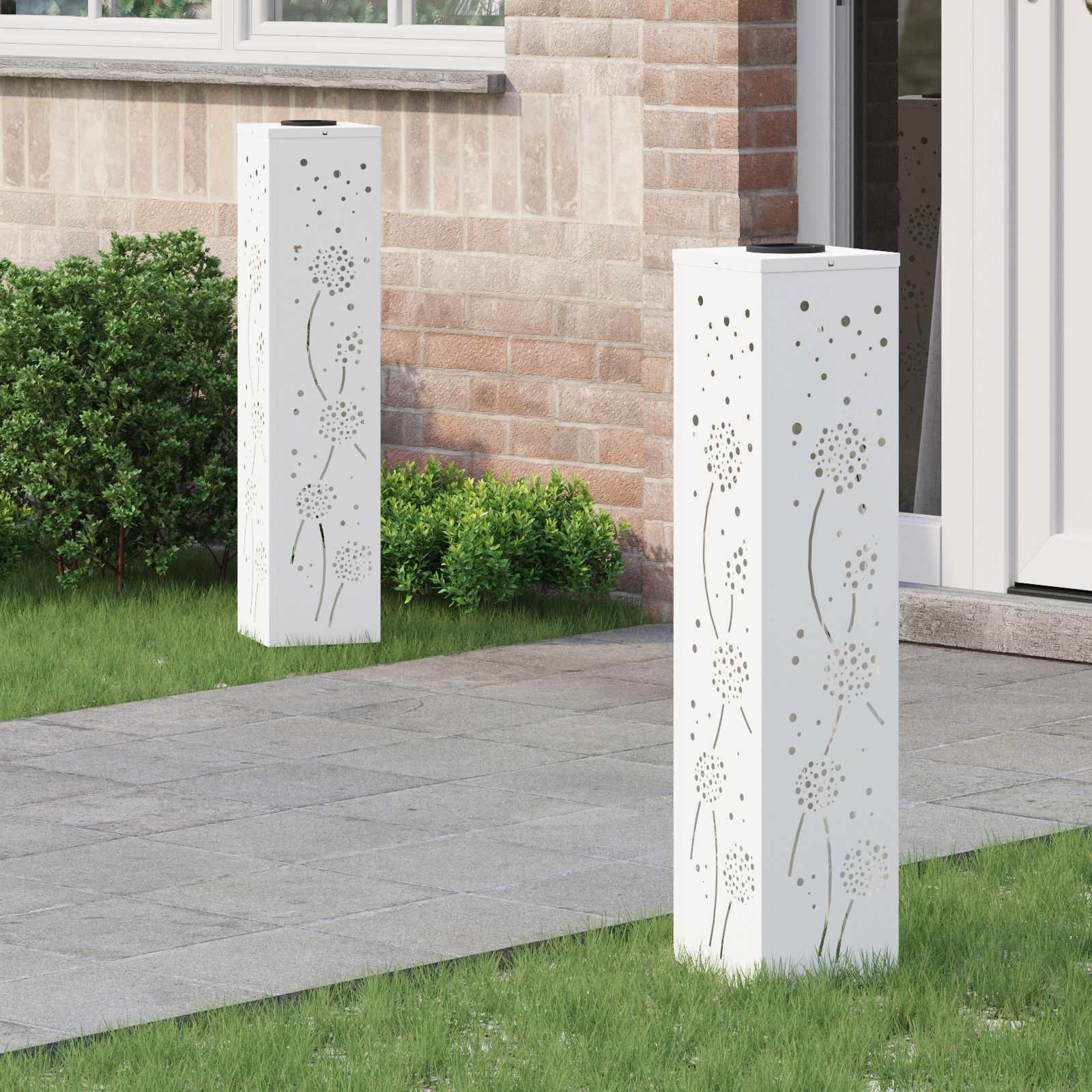 vidaXL Solar LED Weg Licht 2 pcs Warmes Weiß 18 x 18 x 80 cm