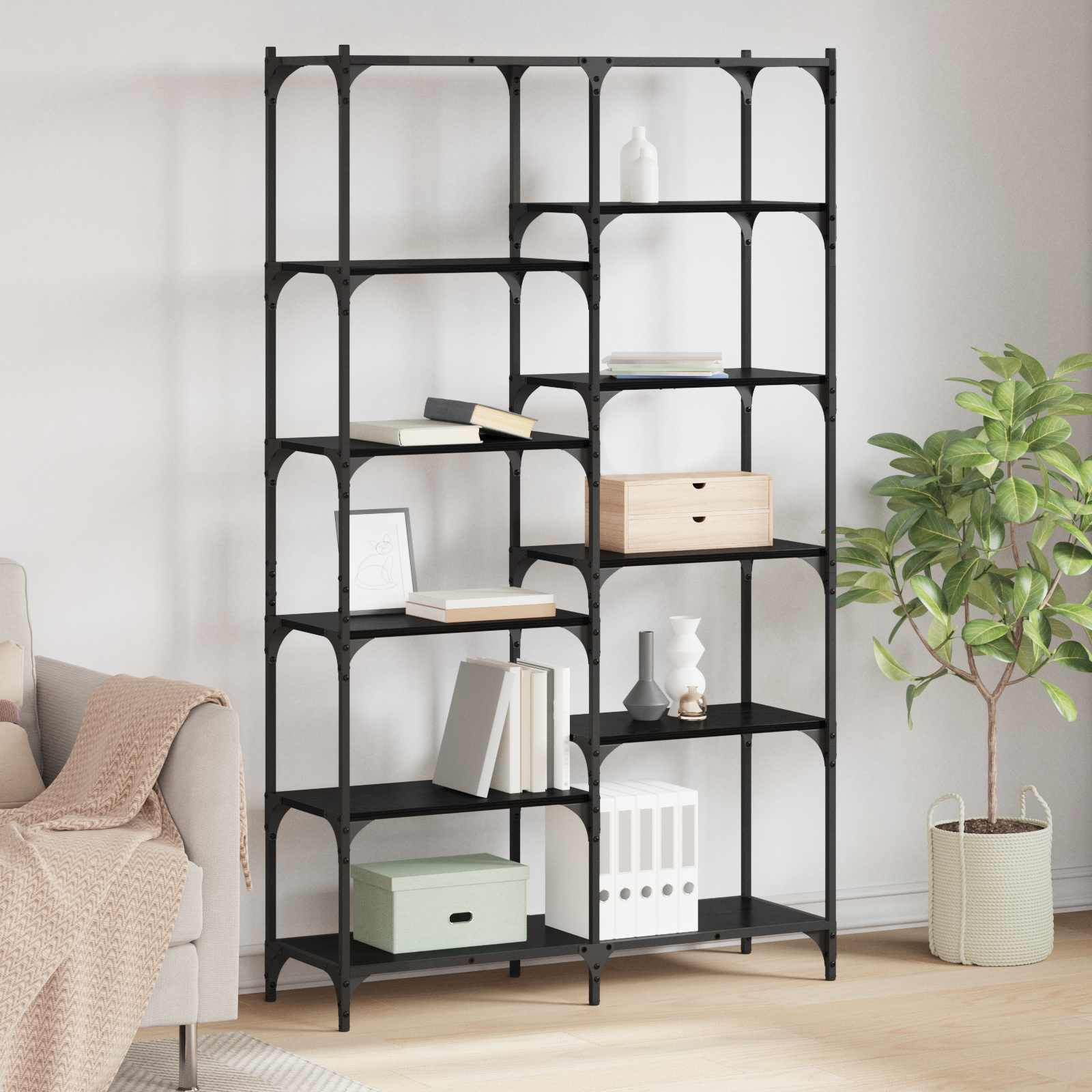 vidaXL Regal Schwarz Eichen-Optik 100 x 32 x 170 cm Holzwerkstoff