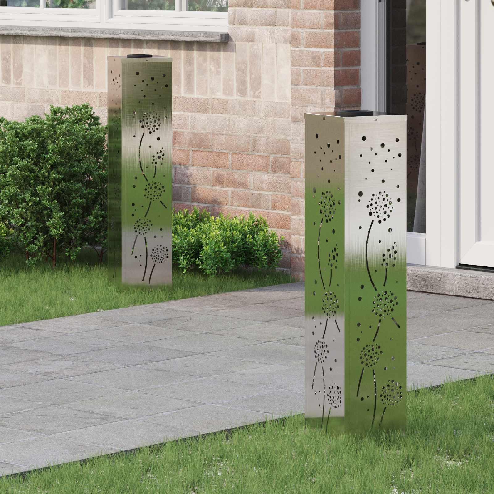 vidaXL Solar LED Weg Licht 2 pcs Warmes Weiß 18 x 18 x 80 cm Edelstahl