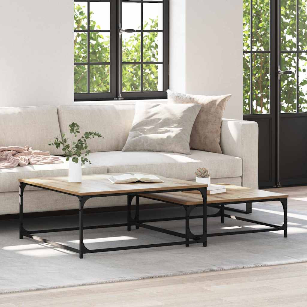 vidaXL Couchtisch 2 pcs Artisan-Eiche 80 x 80 x 35 cm Holzwerkstoff