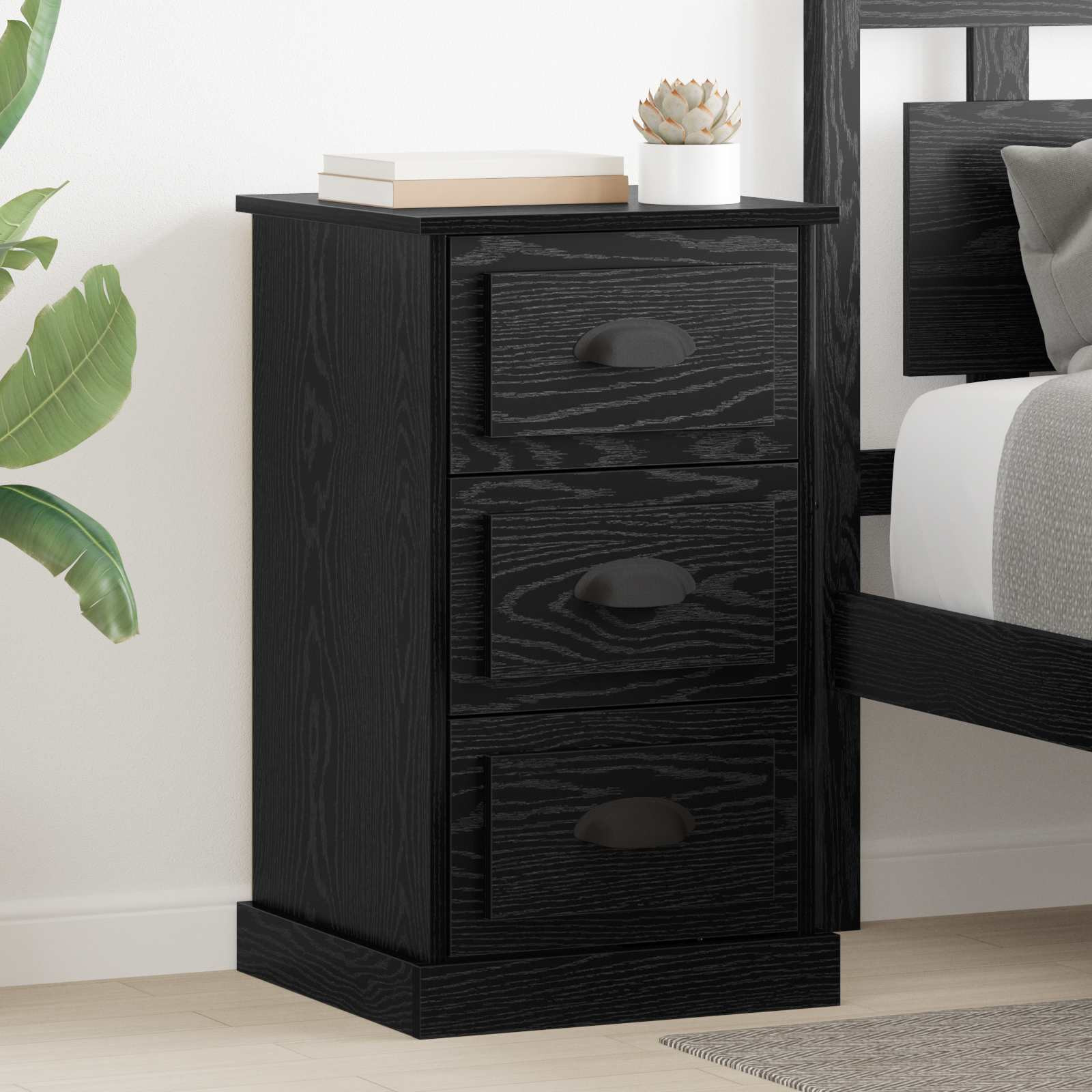 vidaXL Nachttisch Schwarz Eichen-Optik 39 x 39 x 67,5 cm Holzwerkstoff