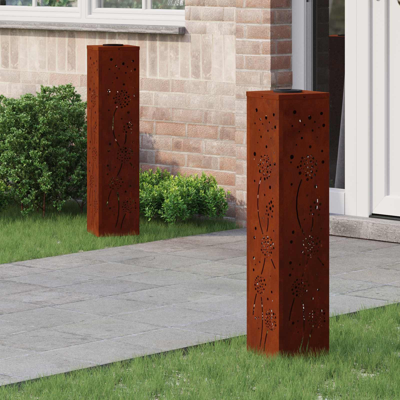 vidaXL Solar LED Weg Licht 2 pcs Warmes Weiß 18 x 18 x 80 cm