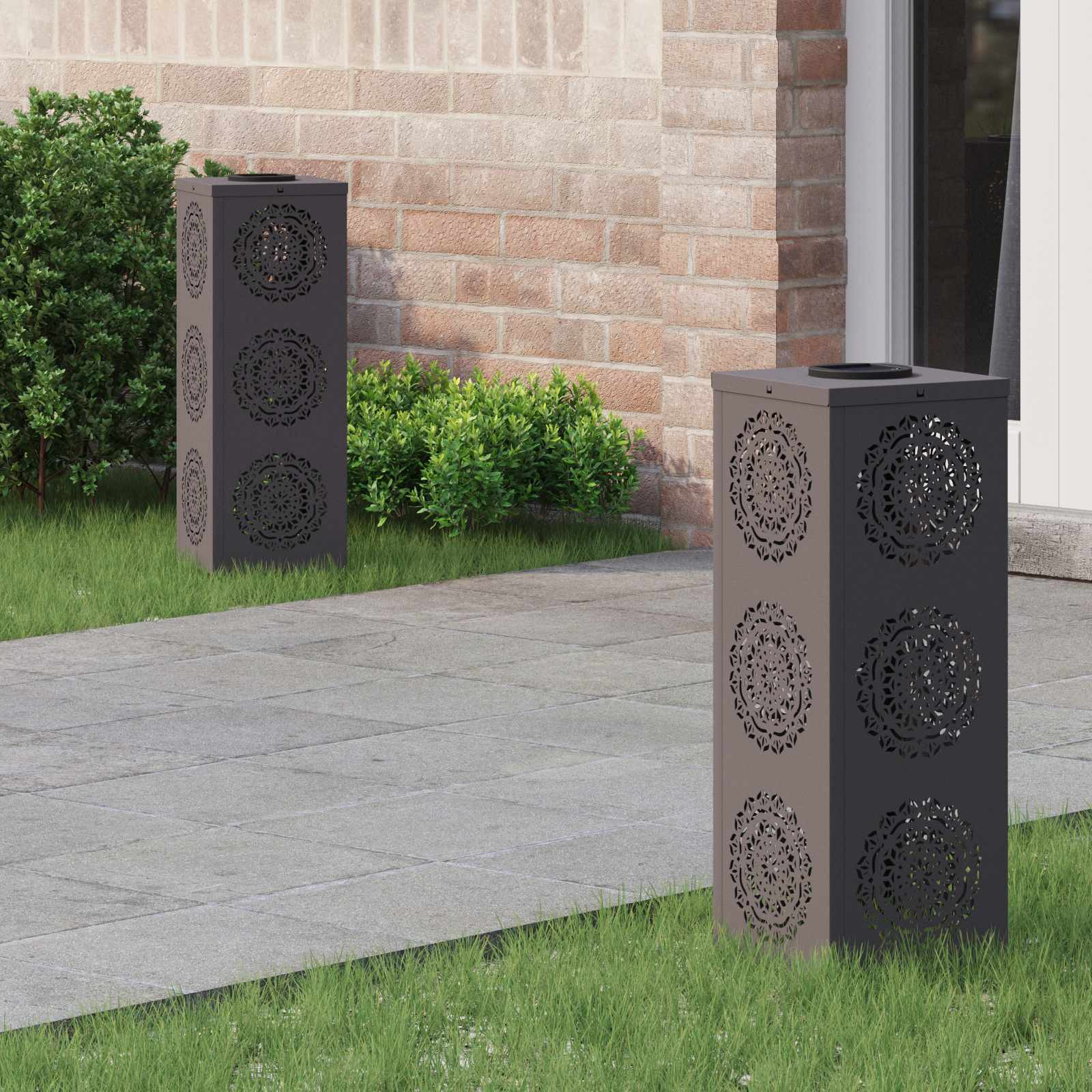 vidaXL Solar LED Weg Licht 2 pcs Warmes Weiß 18 x 18 x 50 cm