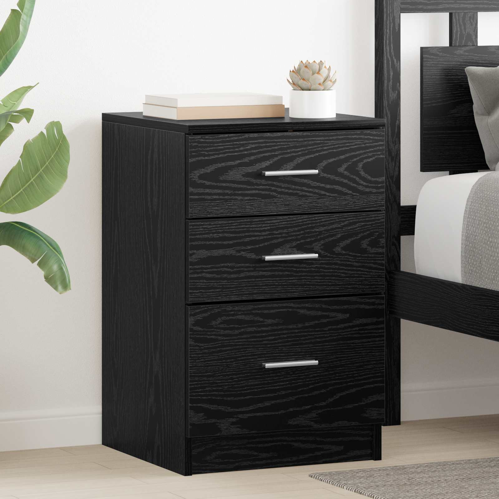 vidaXL Nachttisch Schwarz Eichen-Optik 40 x 40 x 63 cm Holzwerkstoff