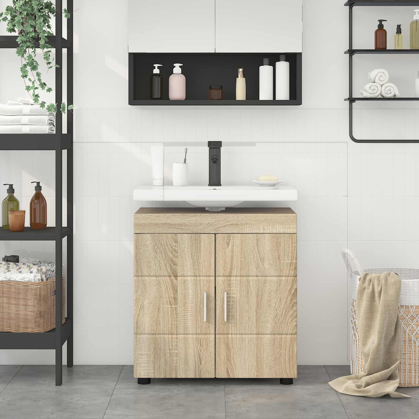 vidaXL Badezimmerschrank-Set TULUM Sonoma-Eiche 60 x 34 x 63 cm