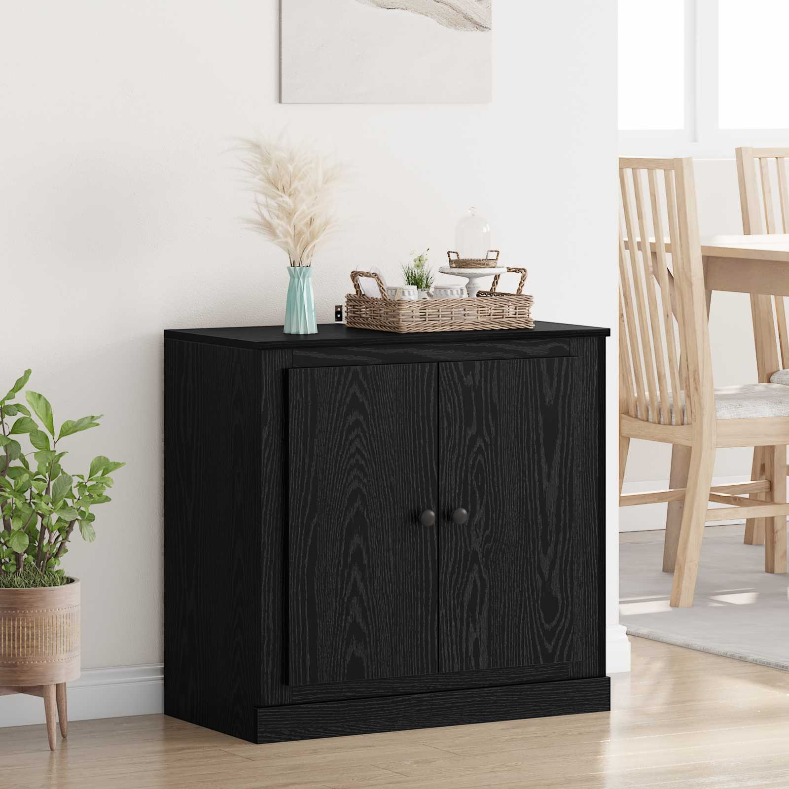 vidaXL Sideboard Schwarz Eichen-Optik 70 x 35,5 x 67,5 cm
