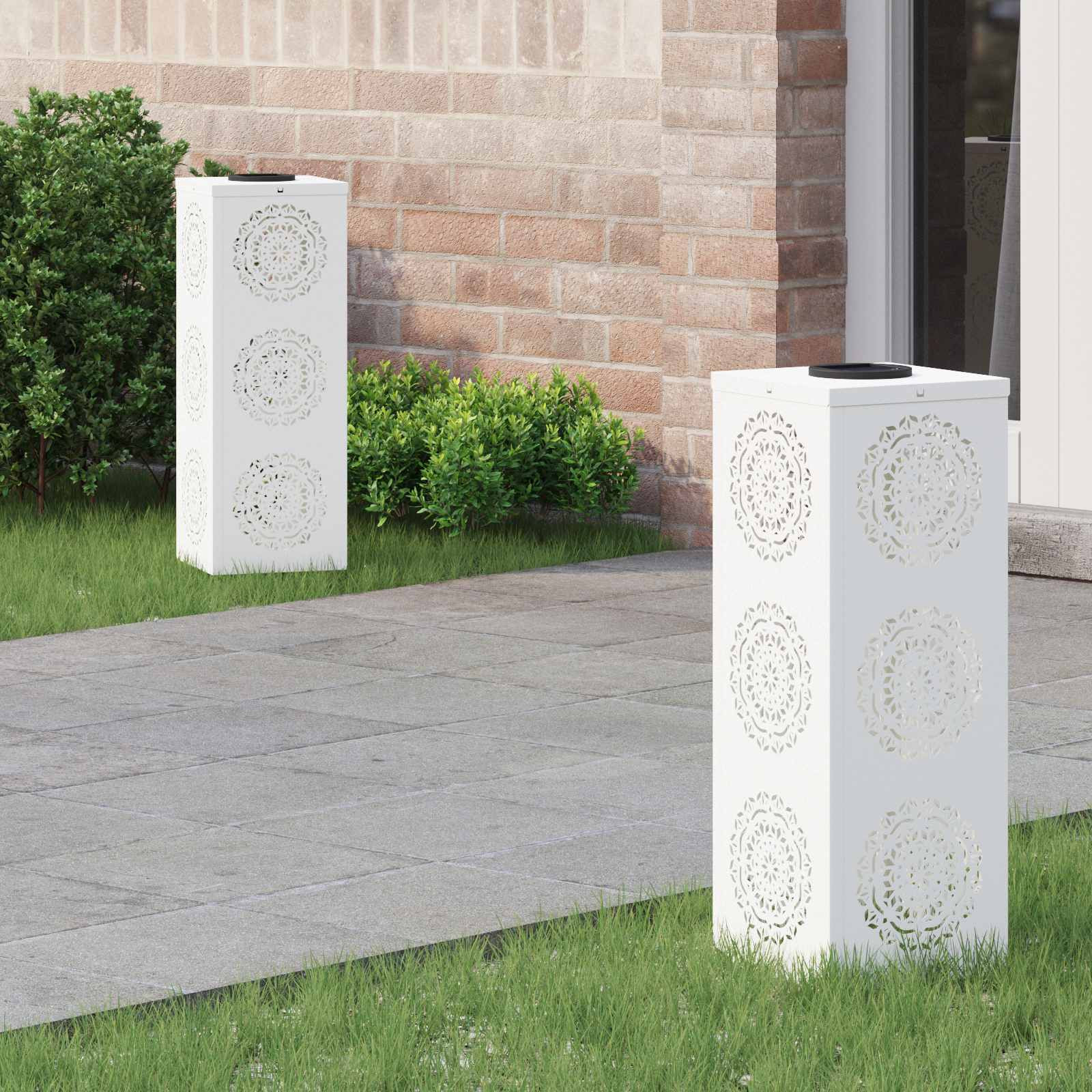 vidaXL Solar LED Weg Licht 2 pcs Warmes Weiß 18 x 18 x 50 cm