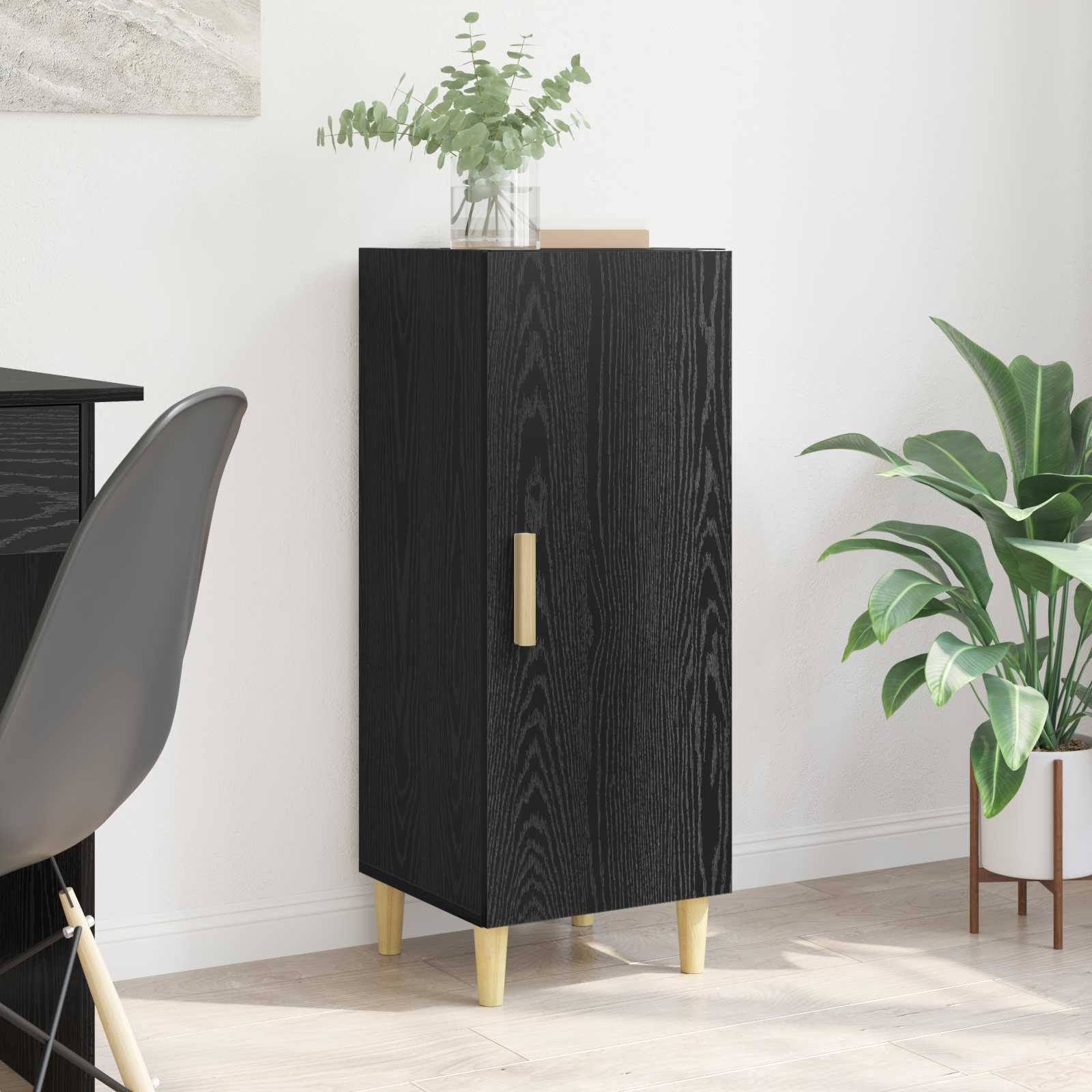 vidaXL Sideboard Schwarz Eichen-Optik 34,5 x 34 x 90 cm Holzwerkstoff