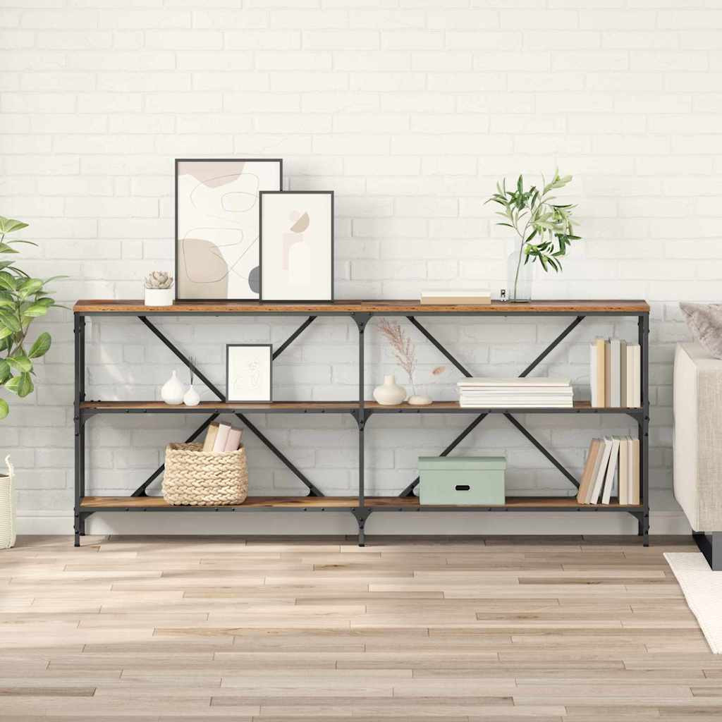 vidaXL Konsolentisch mit Regal Altholz 180 x 30 x 75 cm Holzwerkstoff