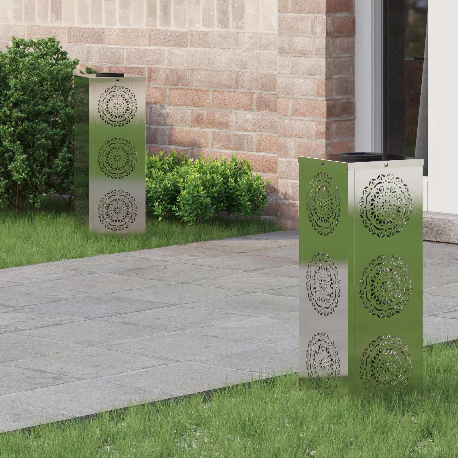 vidaXL Solar LED Weg Licht 2 pcs Warmes Weiß 18 x 18 x 50 cm Edelstahl
