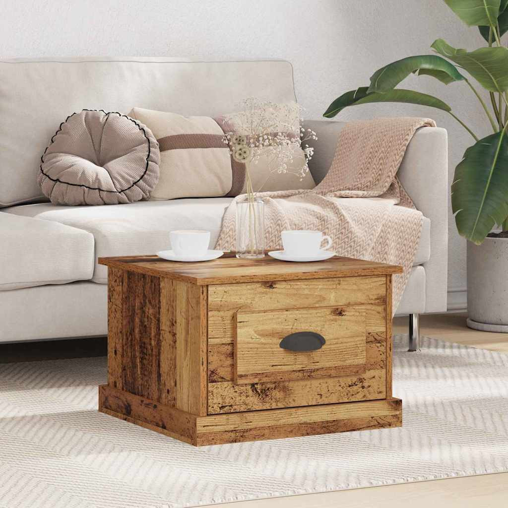 vidaXL Couchtisch mit Schubladen Altholz 50 x 50 x 35 cm Holzwerkstoff