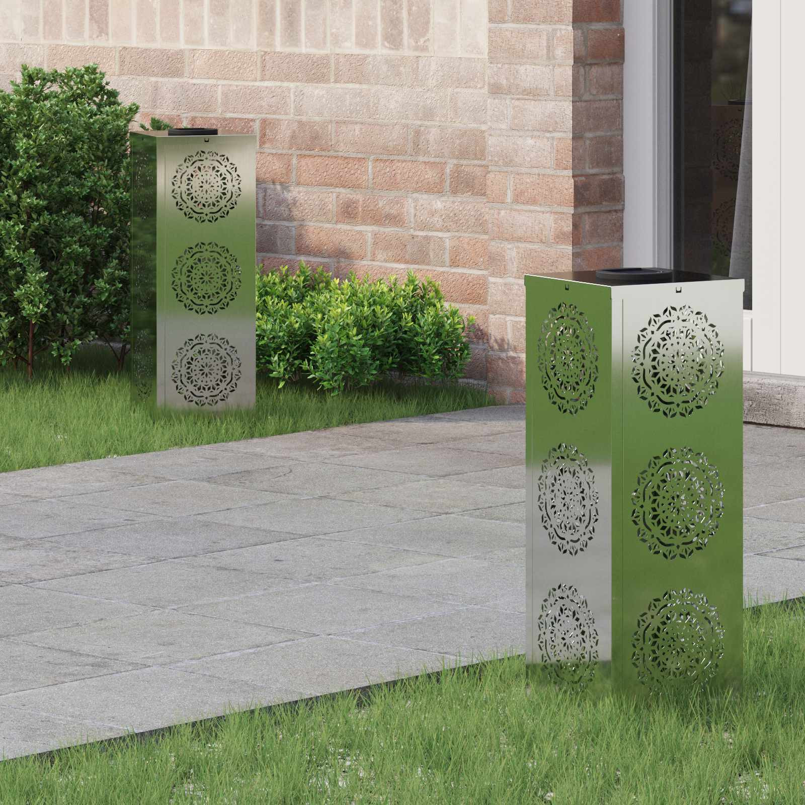 vidaXL Solar LED Weg Licht 2 pcs Warmes Weiß 18 x 18 x 50 cm