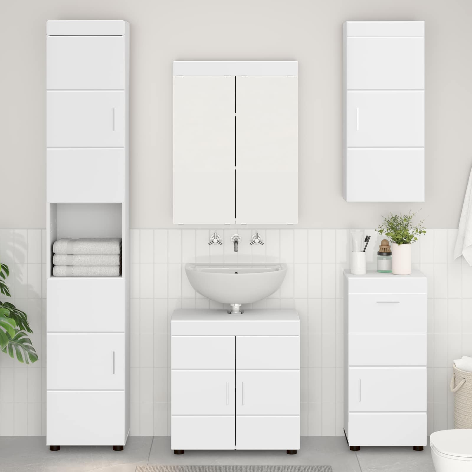 vidaXL Badezimmer-Wandschrank mit Regal TULUM Weiß 37 x 24,5 x 86 cm