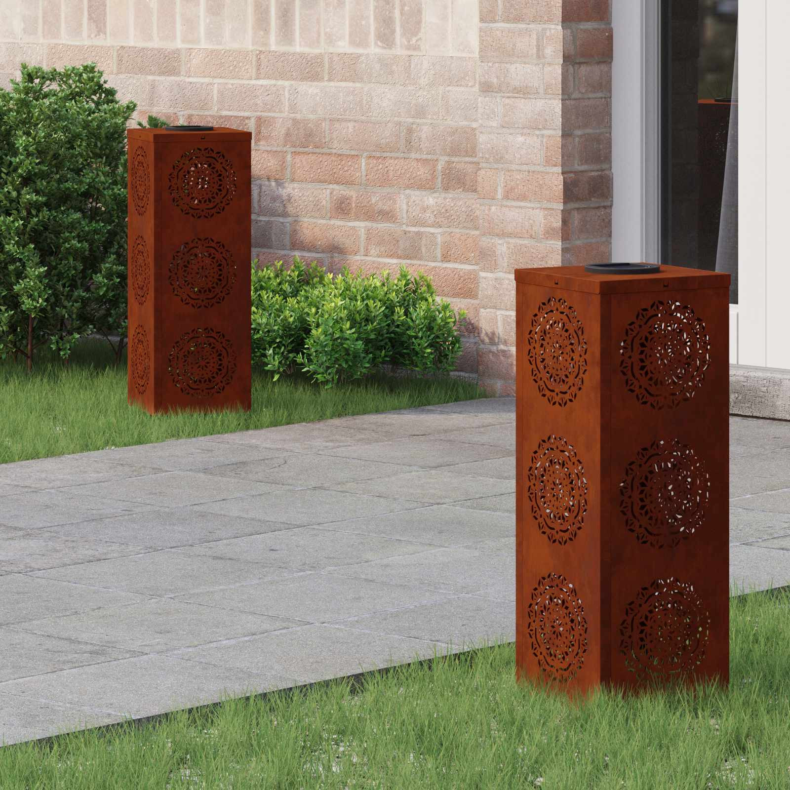 vidaXL Solar LED Weg Licht 2 pcs Warmes Weiß 18 x 18 x 50 cm
