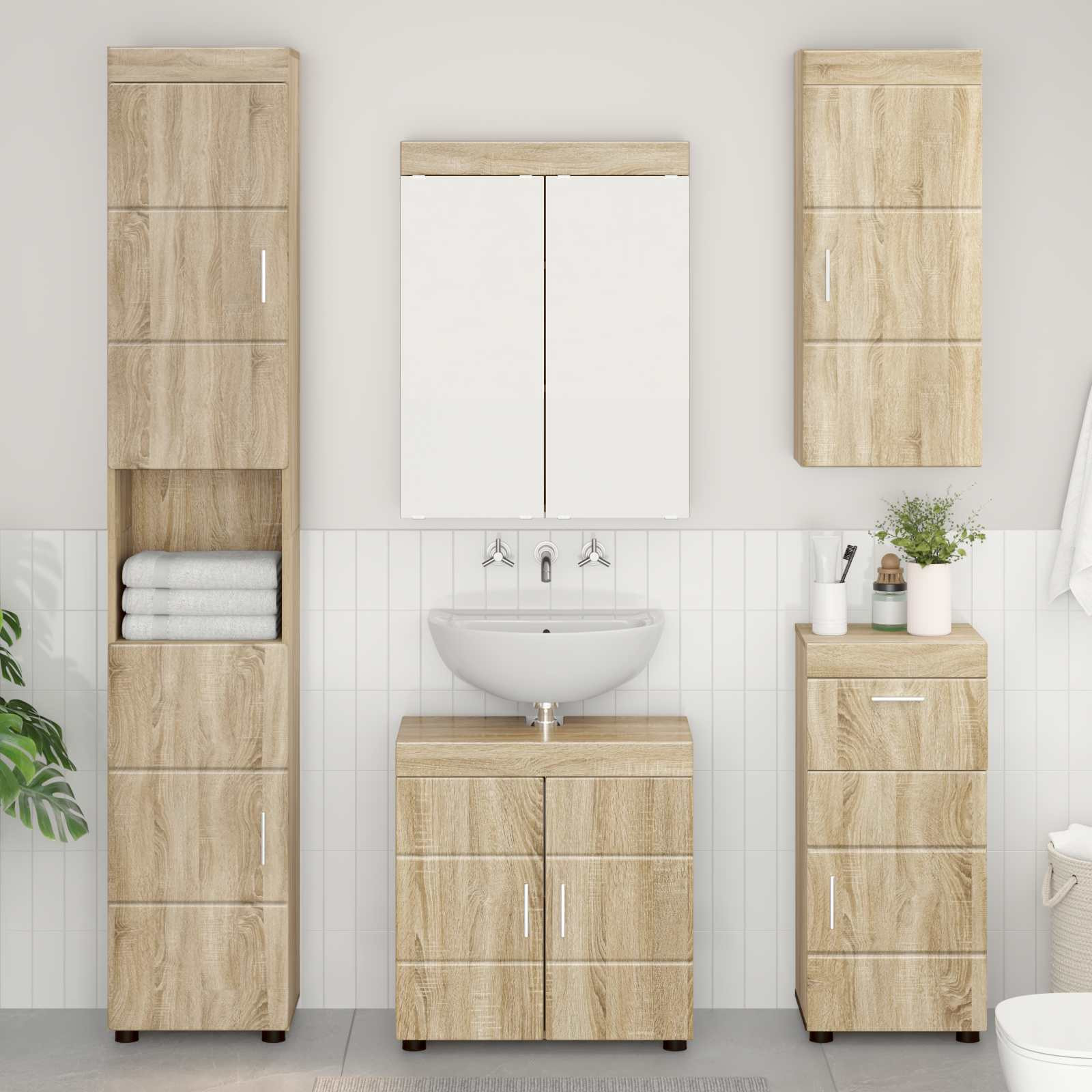 vidaXL Badezimmer-Wandschrank TULUM Sonoma-Eiche 37 x 24,5 x 86 cm