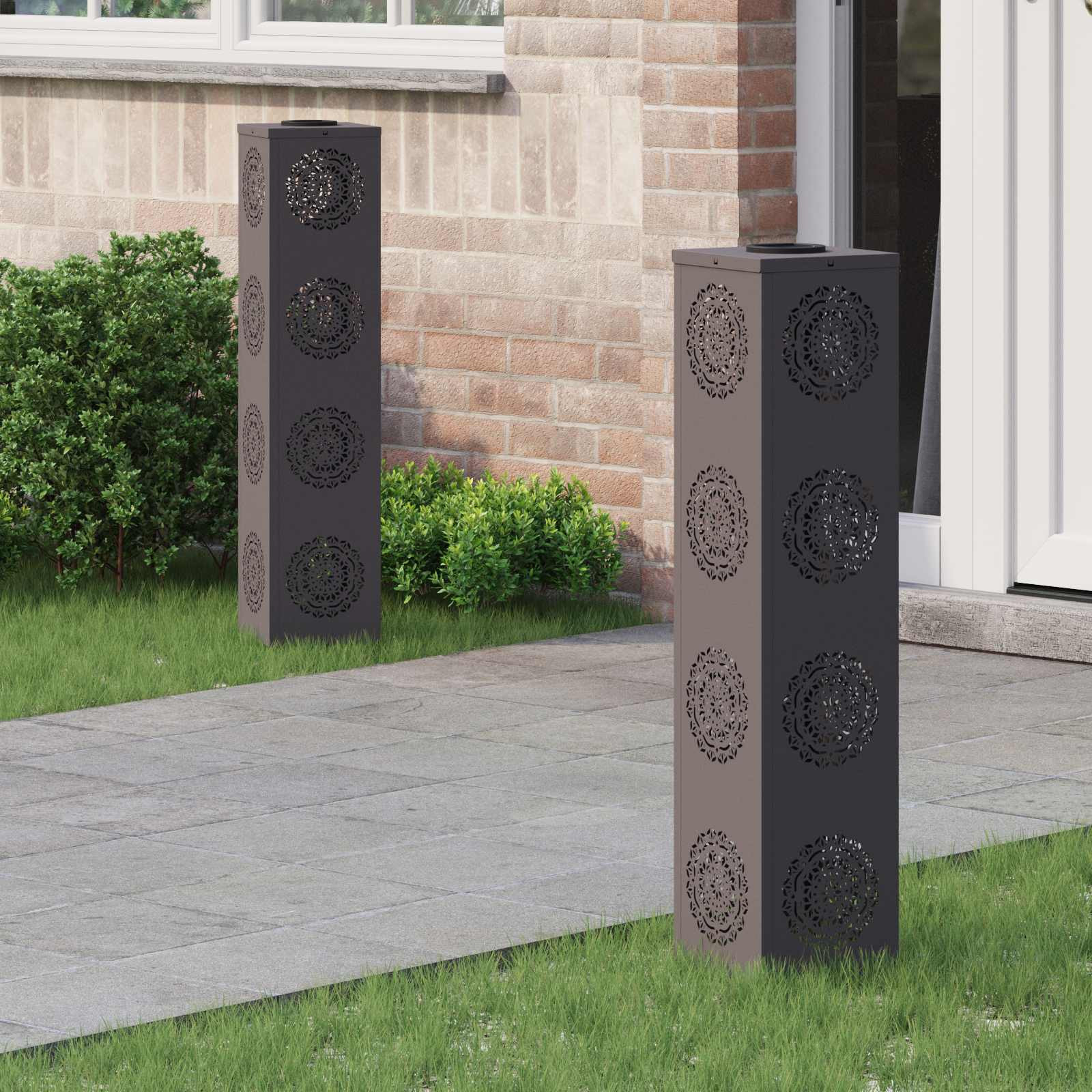 vidaXL Solar LED Weg Licht 2 pcs Warmes Weiß 18 x 18 x 80 cm